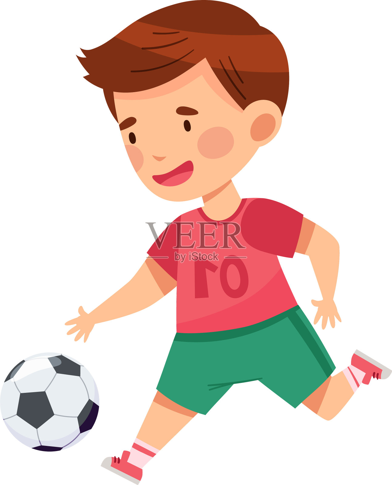 开朗的男孩穿着运动衫和短裤玩耍插画图片素材