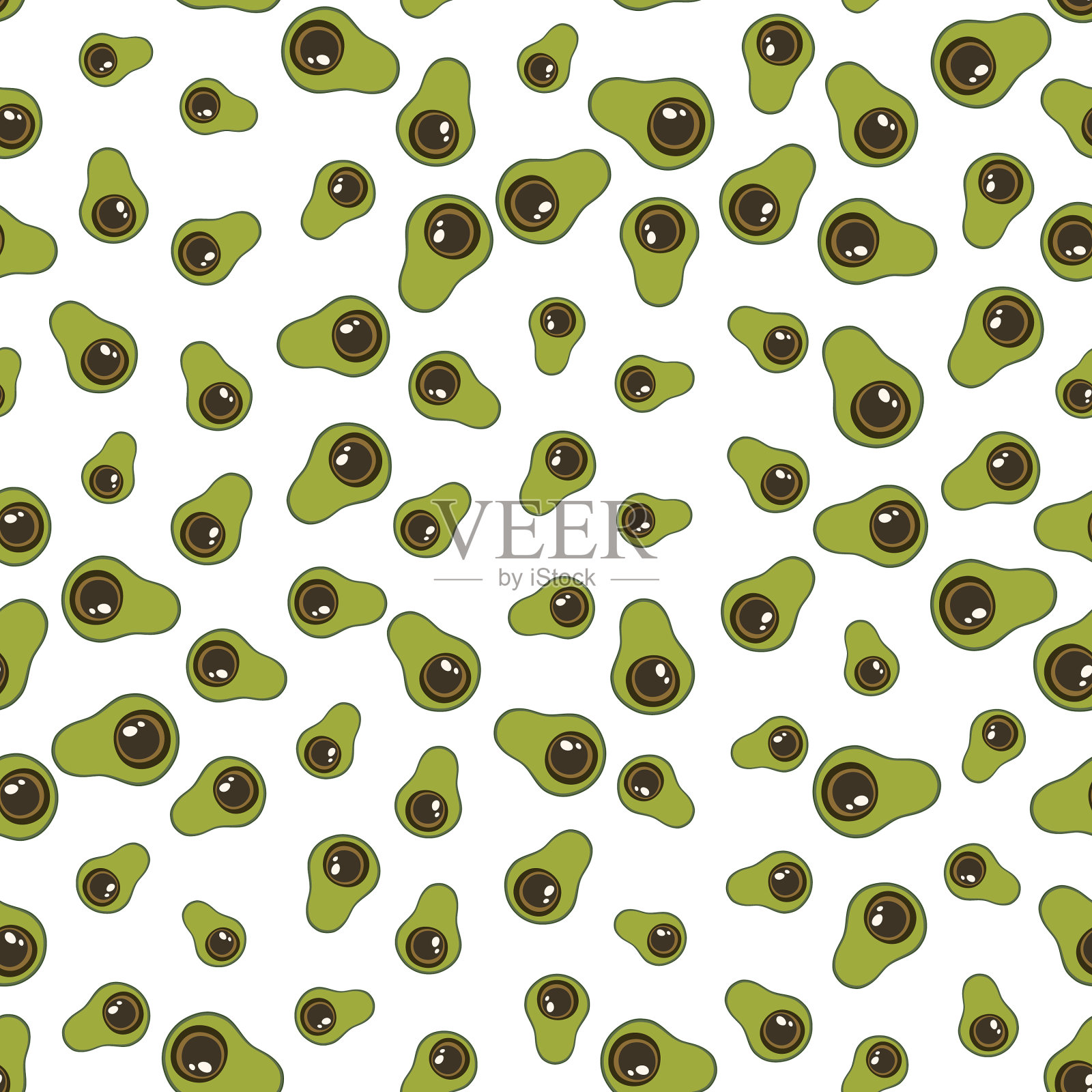 无缝模式与绿色鳄梨食品插画图片素材