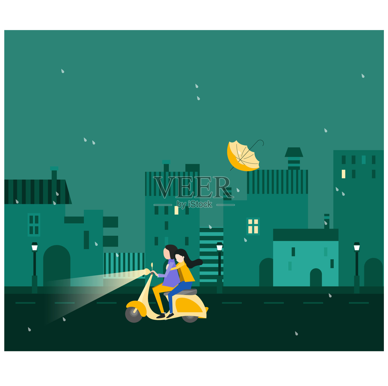 雨季风降雨插画图片素材