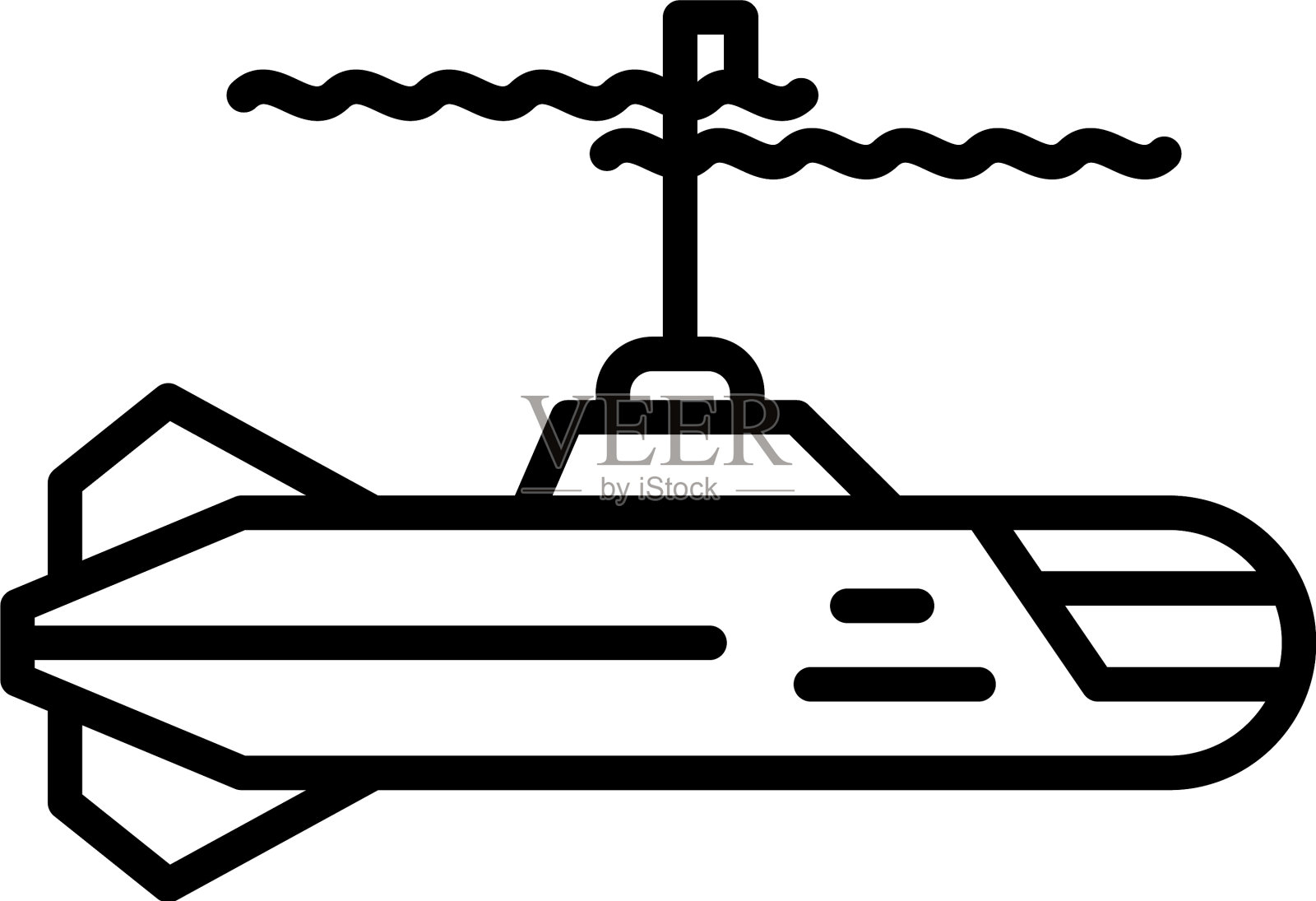海洋潜艇图标轮廓风格插画图片素材