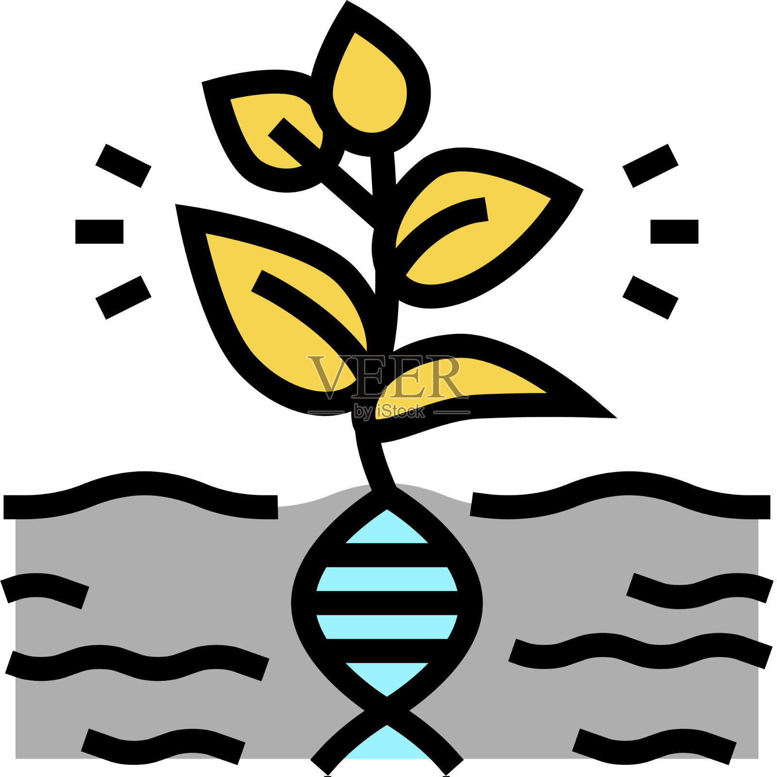 植物遗传颜色图标平坦设计元素图片
