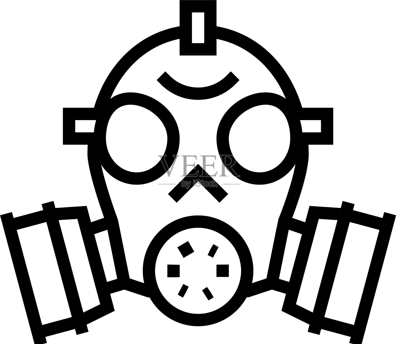 防毒面具线图标平坦设计元素图片