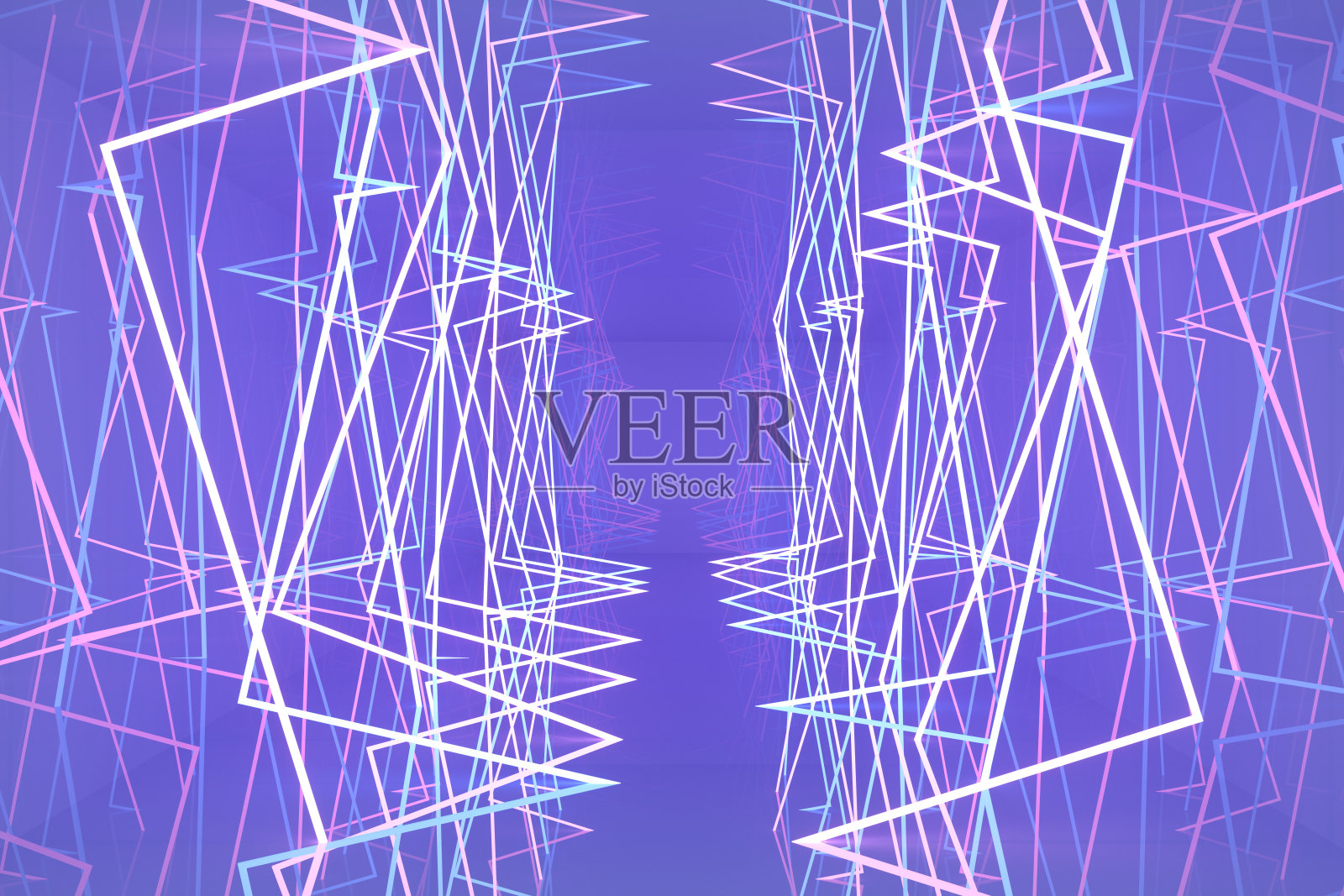 3D空房间，霓虹灯隧道，抽象现代建筑背景照片摄影图片