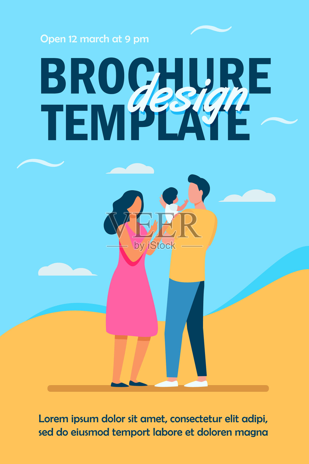 新父母一起照顾宝宝插画图片素材