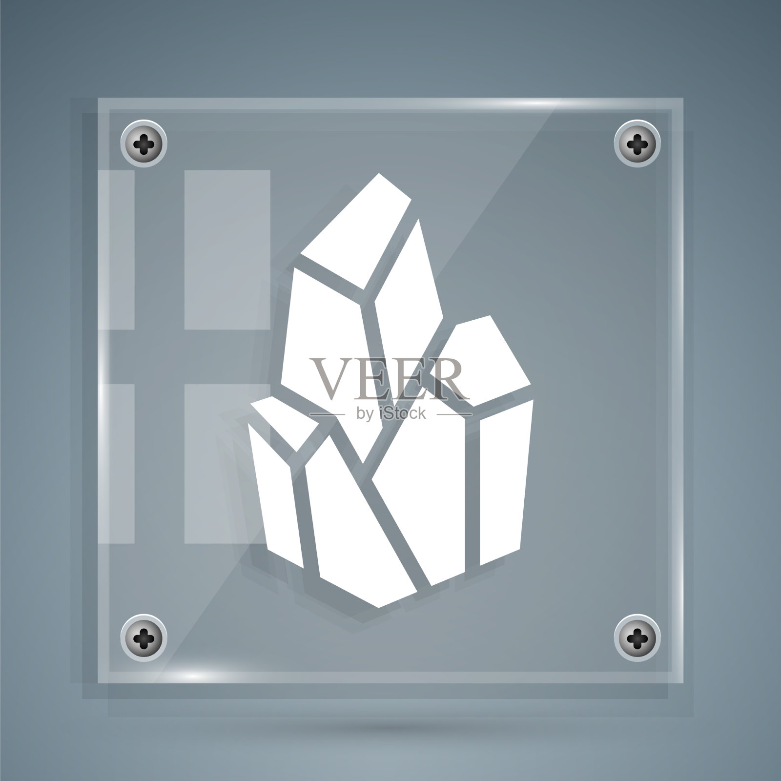 白色魔法石图标孤立在灰色背景插画图片素材