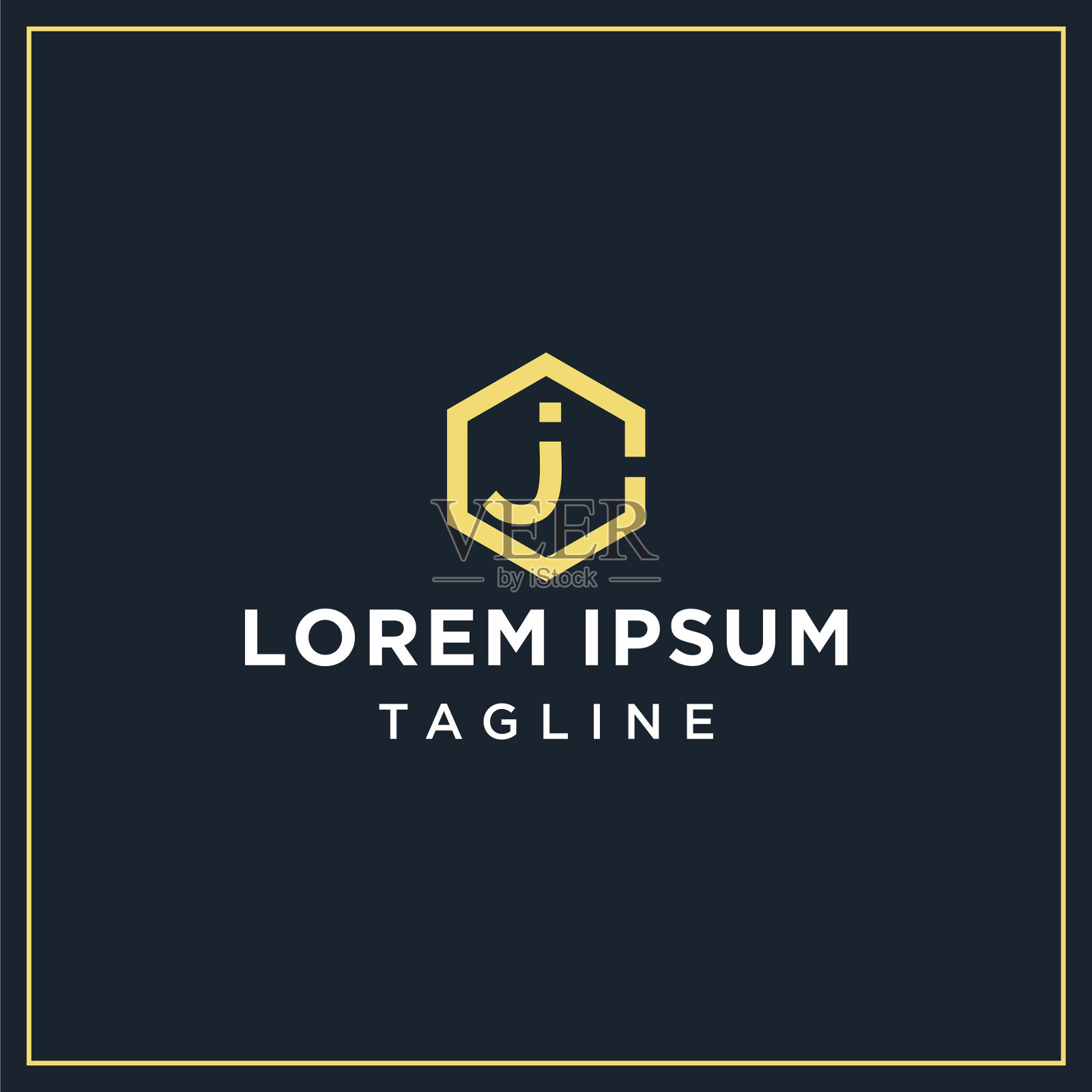 Cj或jc六角标志插画图片素材