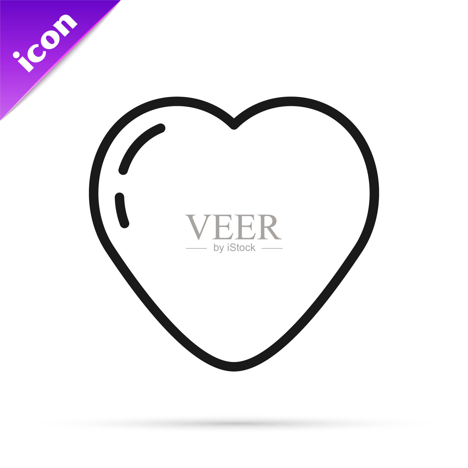 黑线心形图标孤立在白色背景。浪漫象征连结、加入、激情与婚礼。情人节的象征。向量图标素材