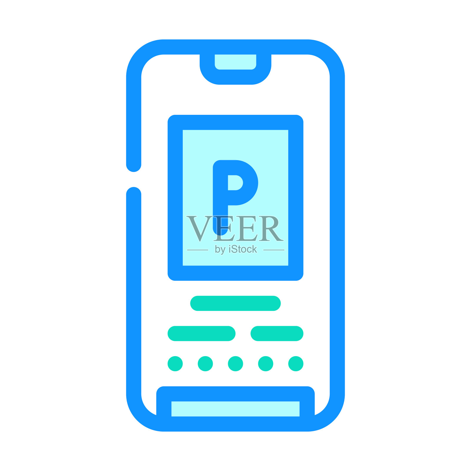 电子停车罚单手机屏幕上彩色图标矢量插图插画图片素材