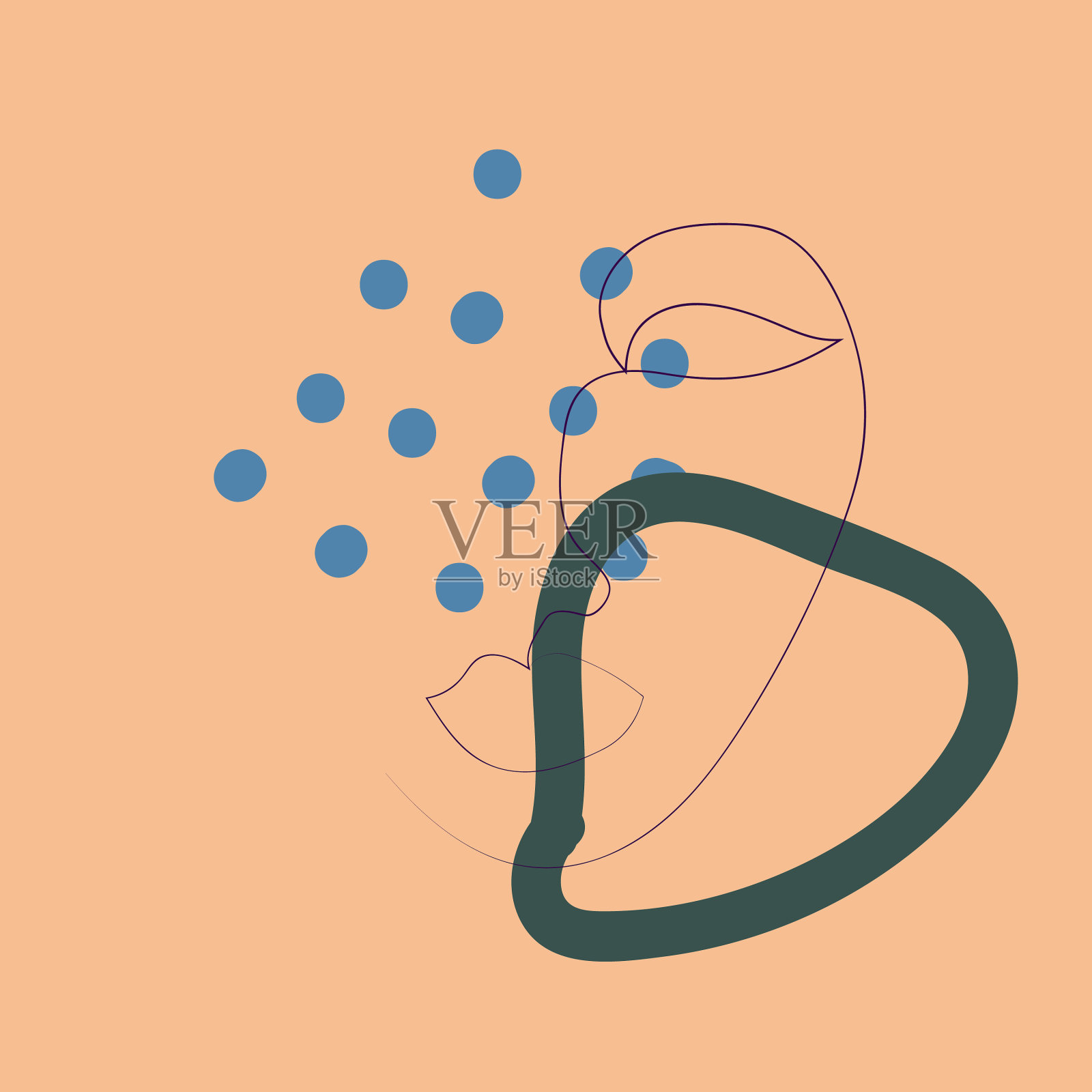 现代抽象图形风格中的女性肖像插画图片素材