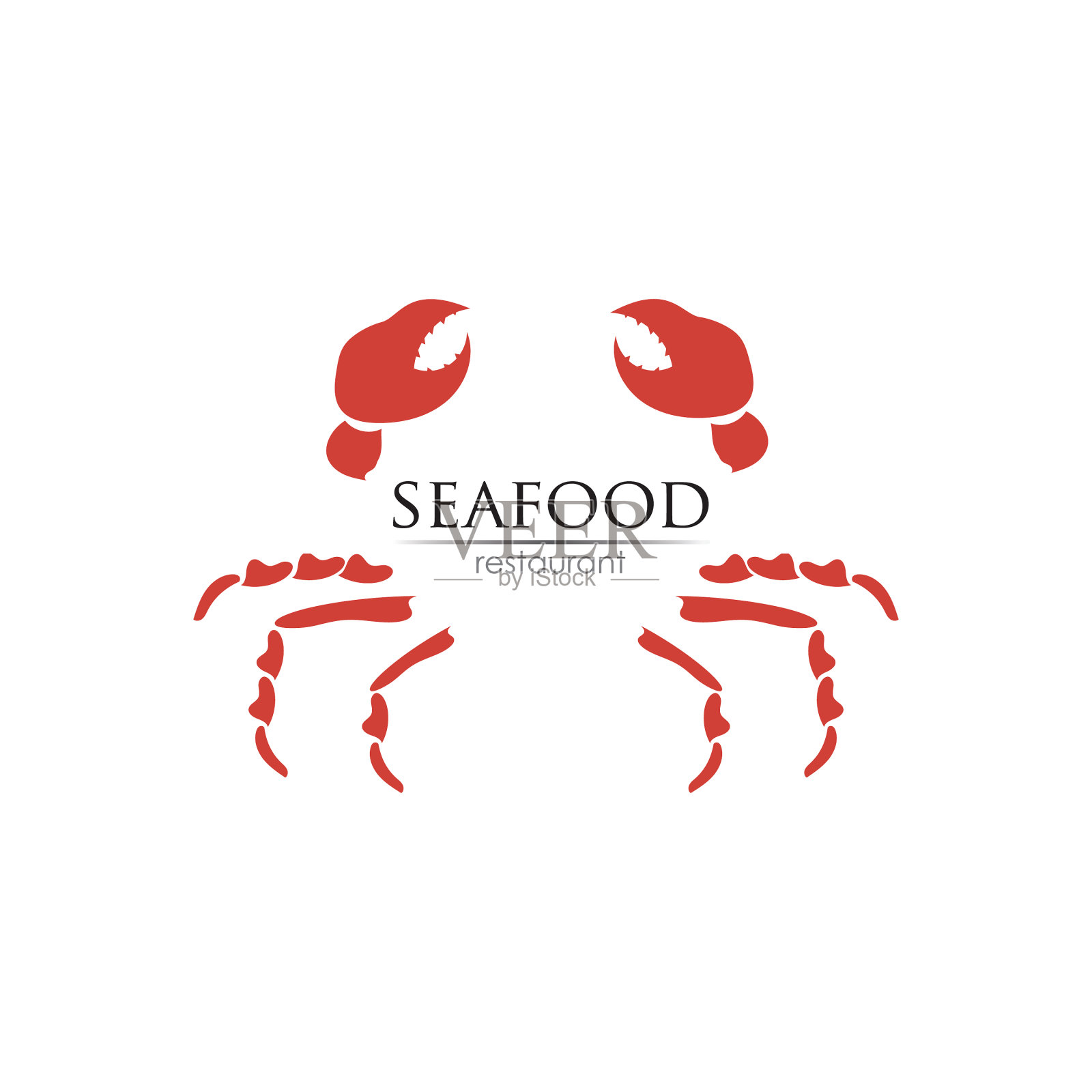 海鲜餐厅标识设计及鱼食插画图片素材
