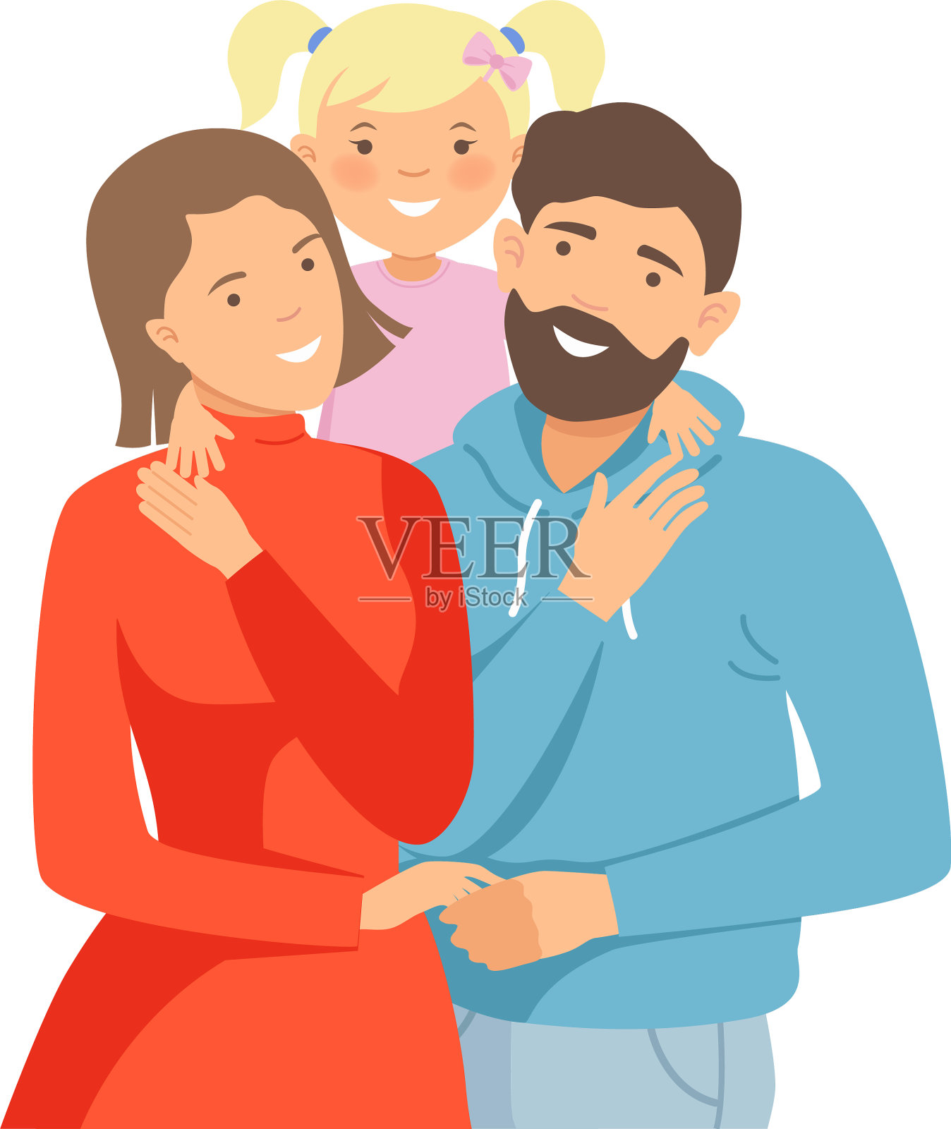 幸福的家庭，有妈妈，爸爸和一点点插画图片素材