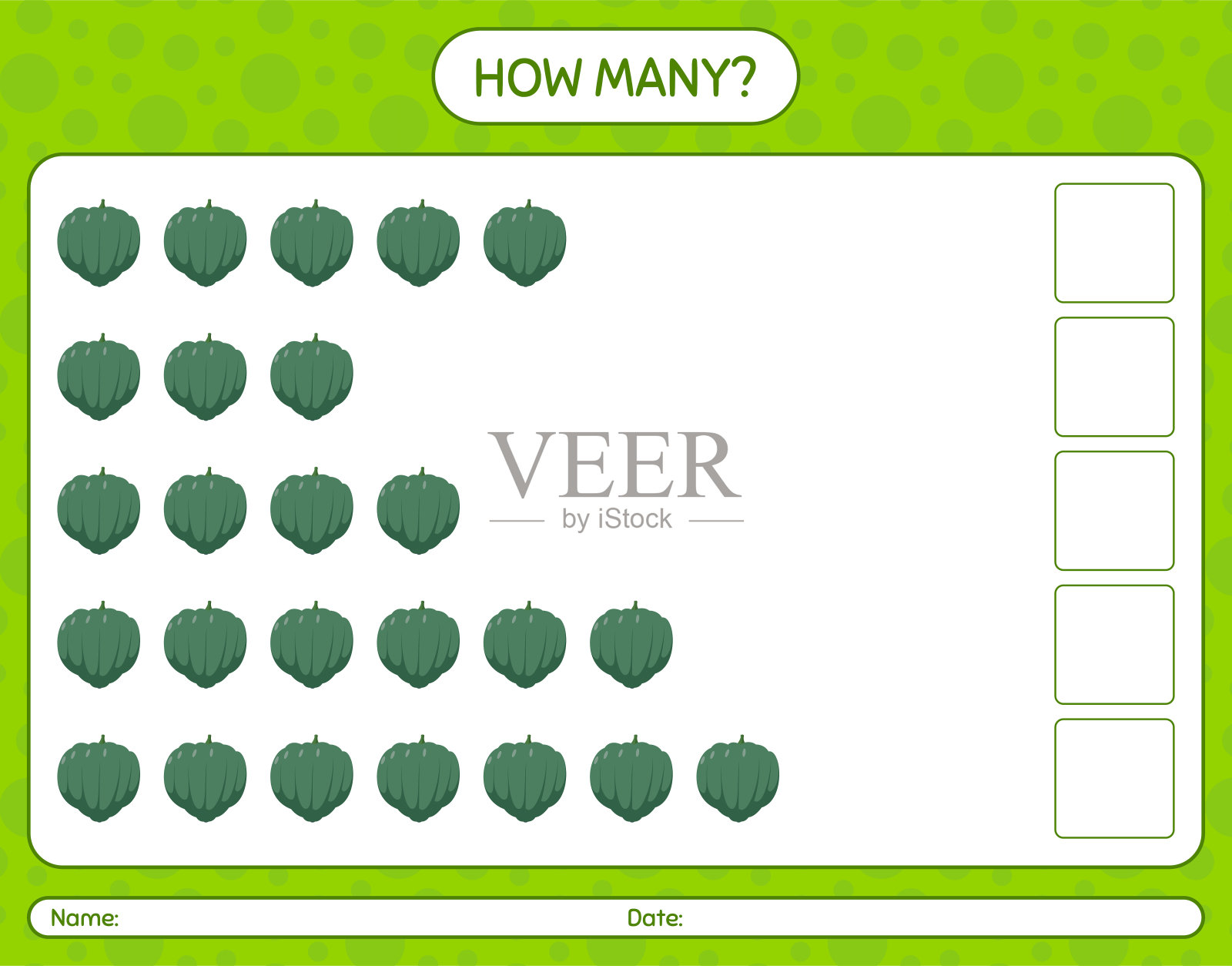 有多少个游戏与橡子南瓜。学龄前儿童的工作表，儿童活动表，可打印的工作表插画图片素材
