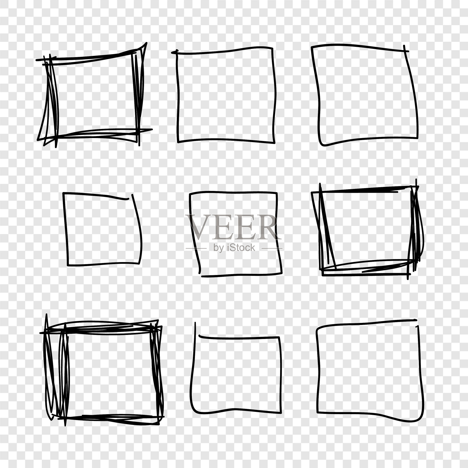 手绘设置对象的设计使用黑色插画图片素材