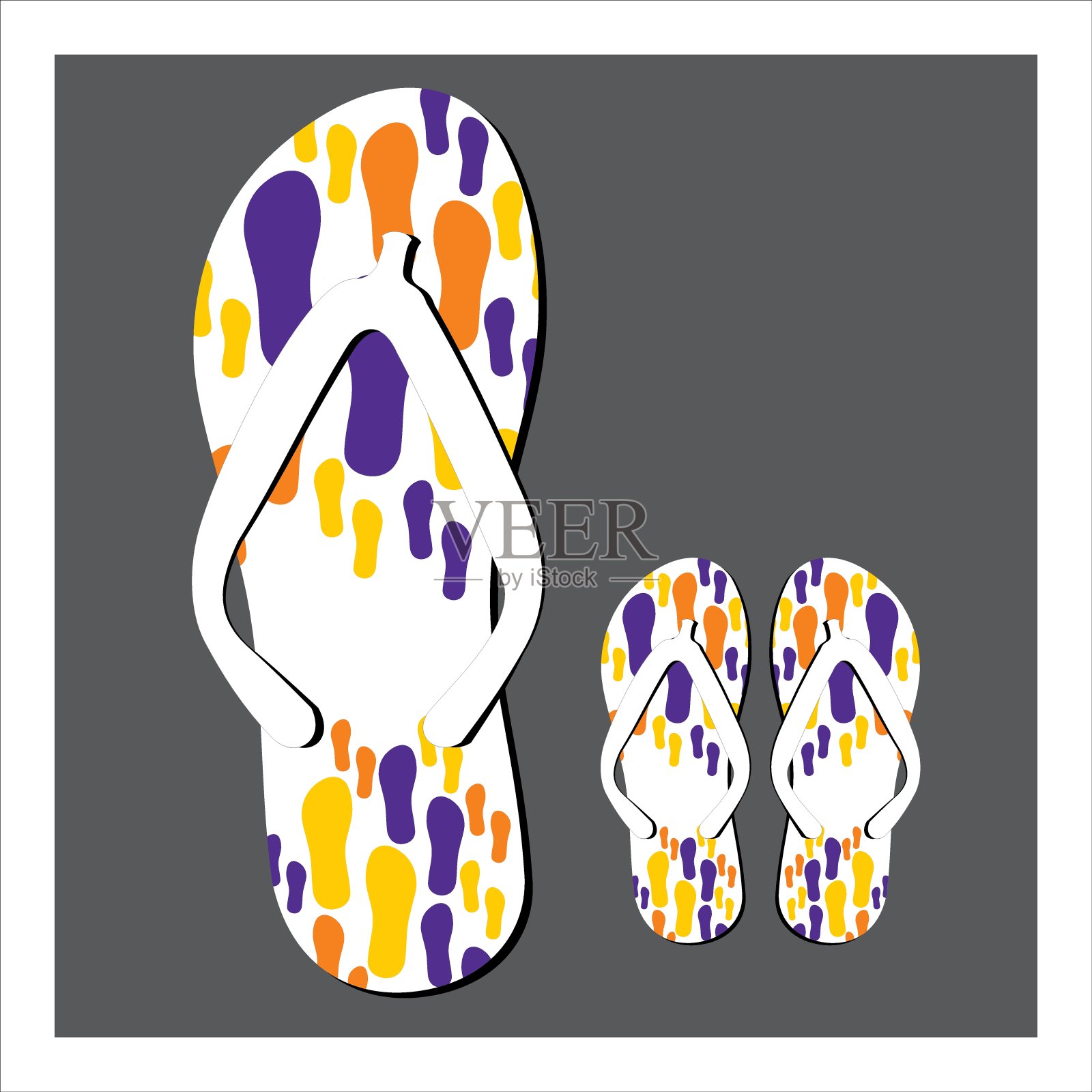 彩色夏季人字拖矢量插画（含乌克兰、人字拖、图标、拖鞋、海滩等元素）插画图片素材