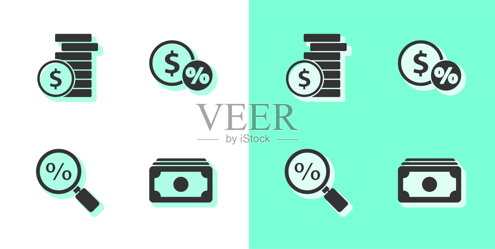 纸币、现金和美元的堆叠图标素材