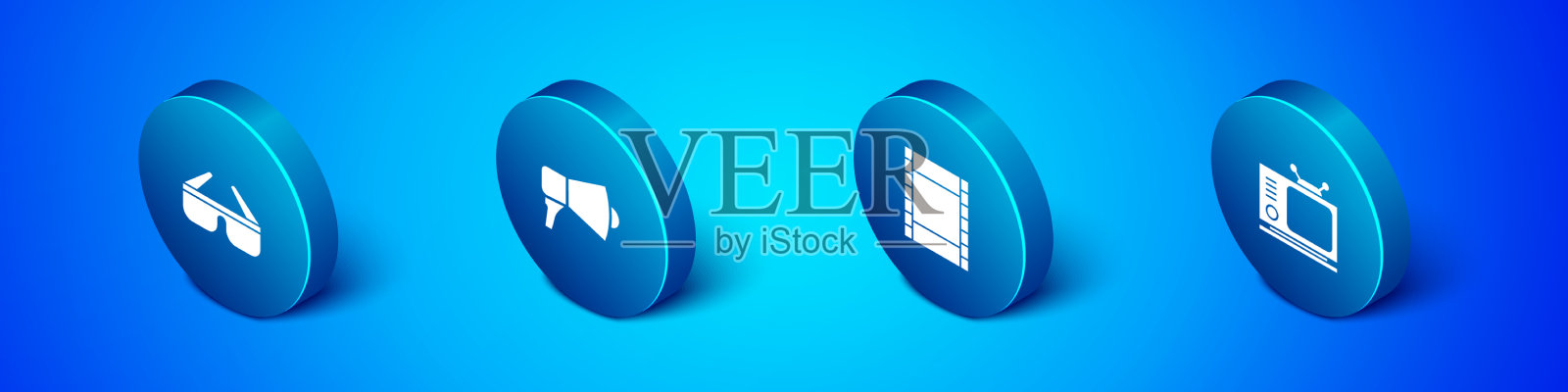 设置等距3d电影眼镜播放视频复古图标素材