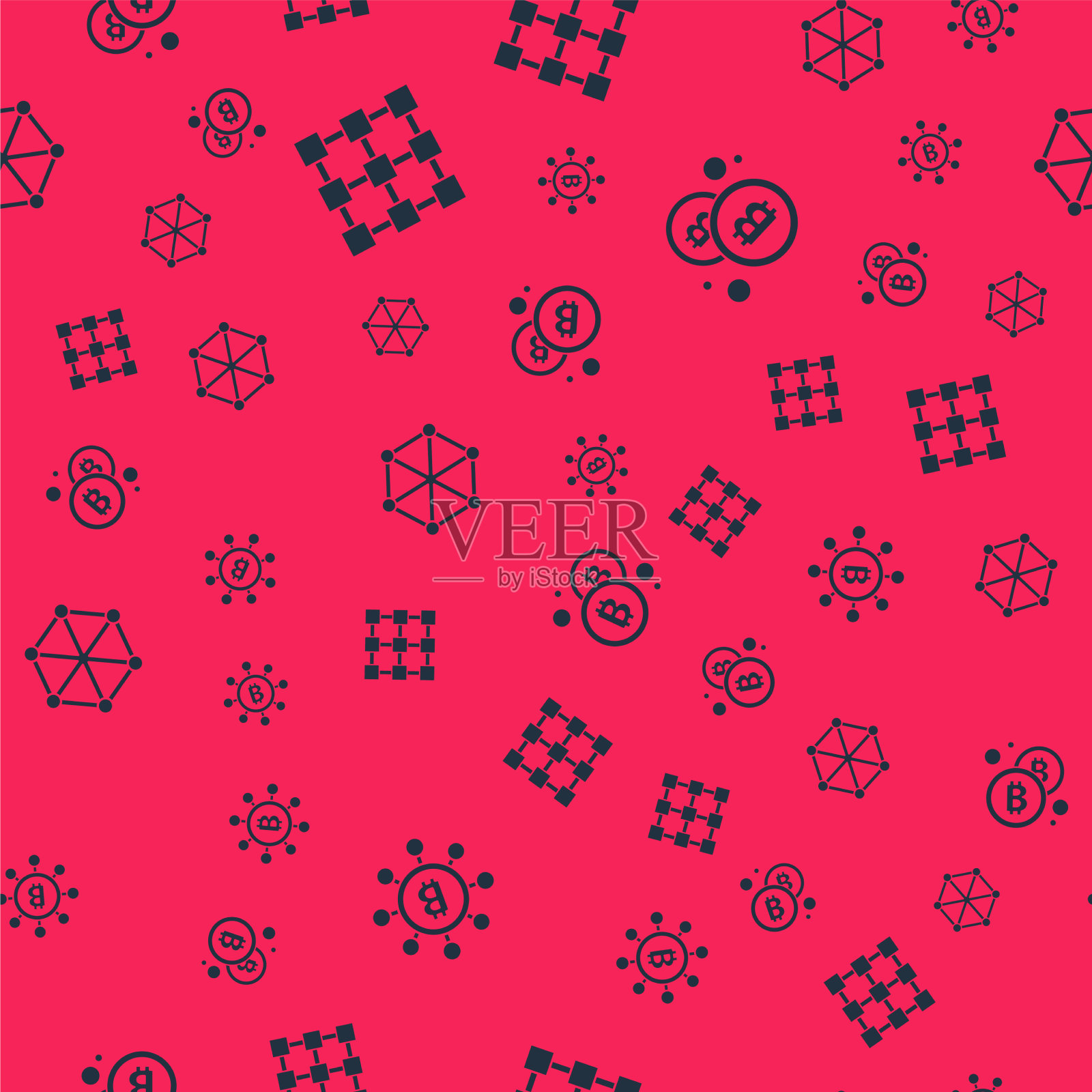 设置区块链技术比特币等图标素材