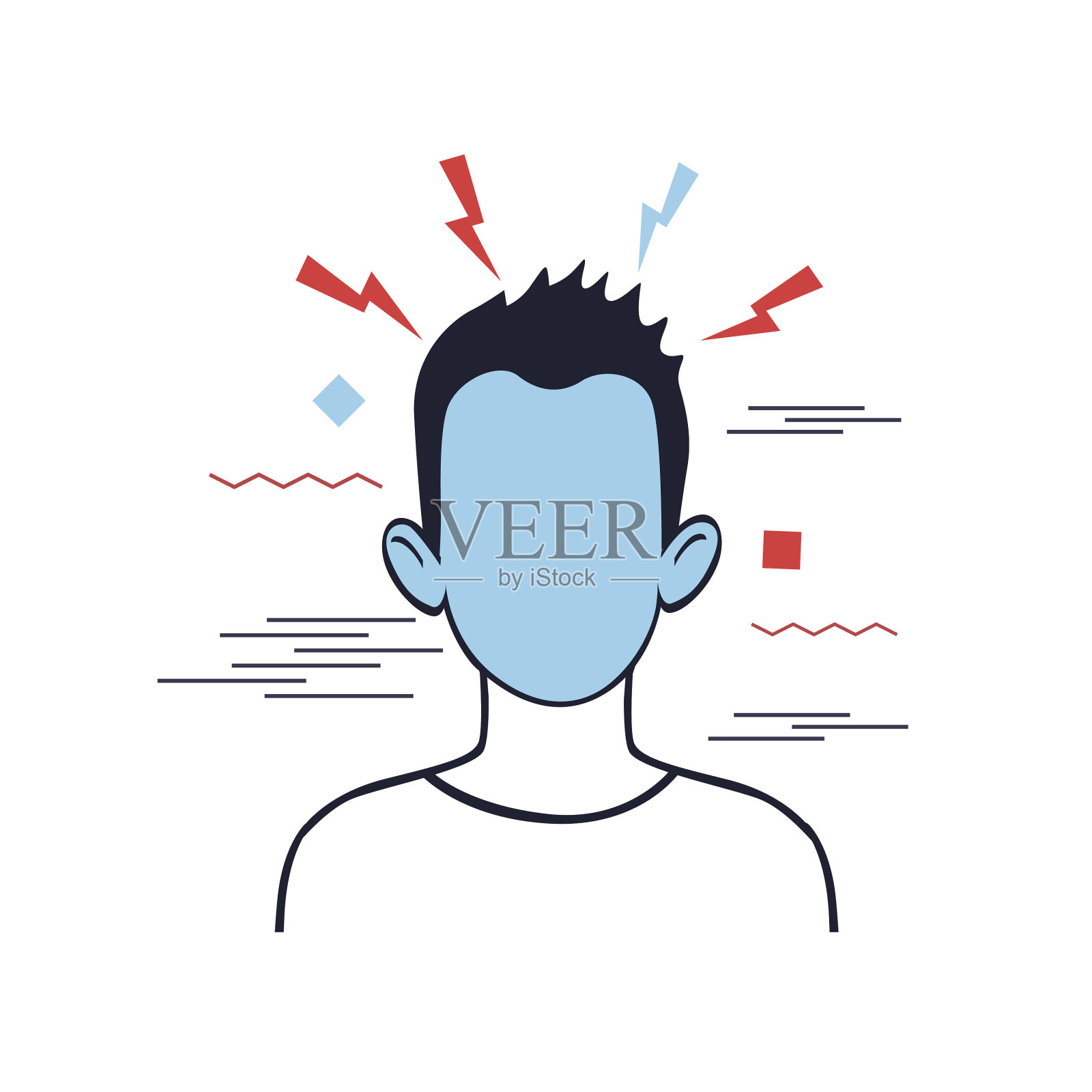 压力和抽象的悲伤围绕着人物插画图片素材