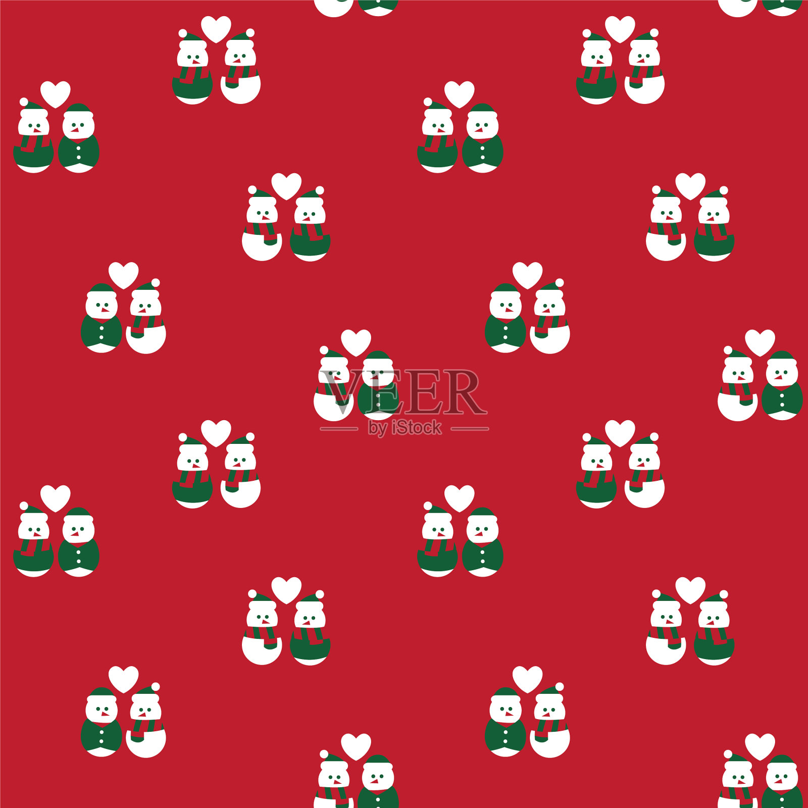 圣诞雪人无缝图案设计插画图片素材