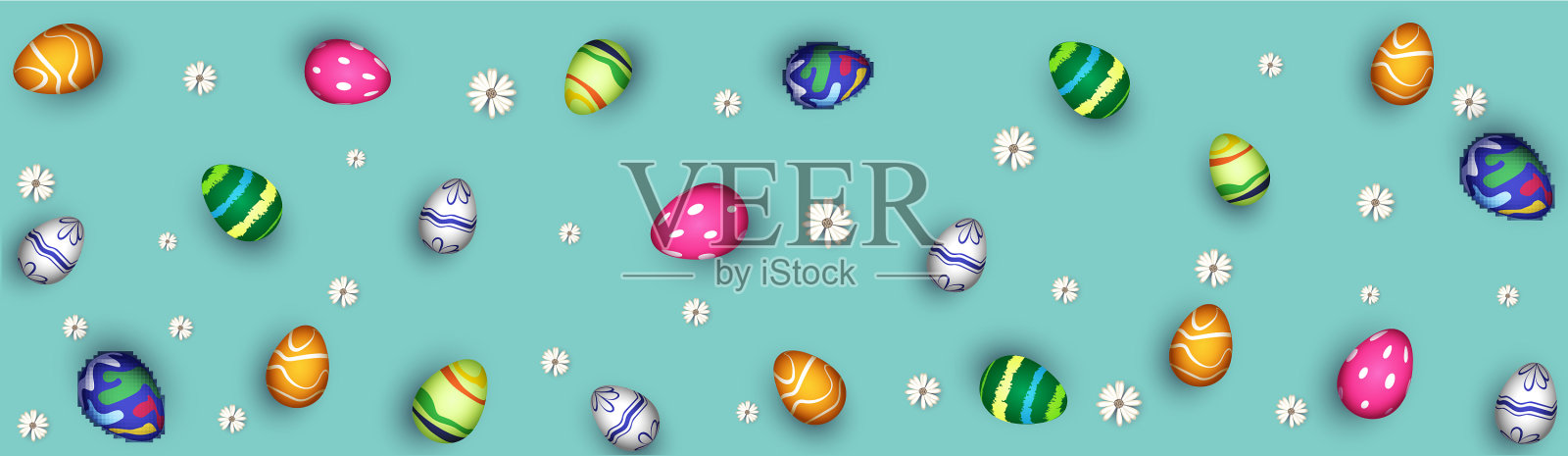 俯视图现实打印的鸡蛋和花插画图片素材