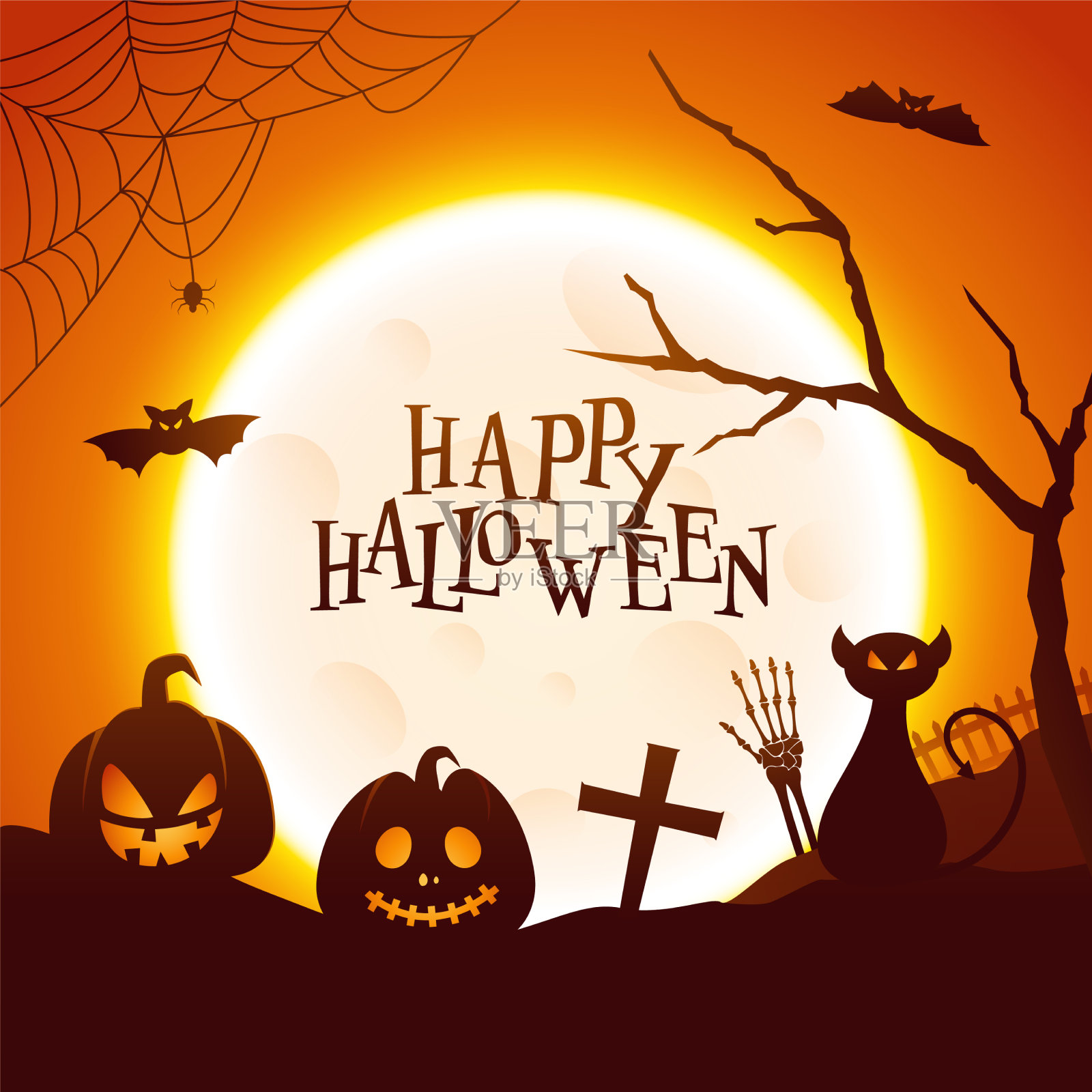 满月的背景有橙色和棕色插画图片素材