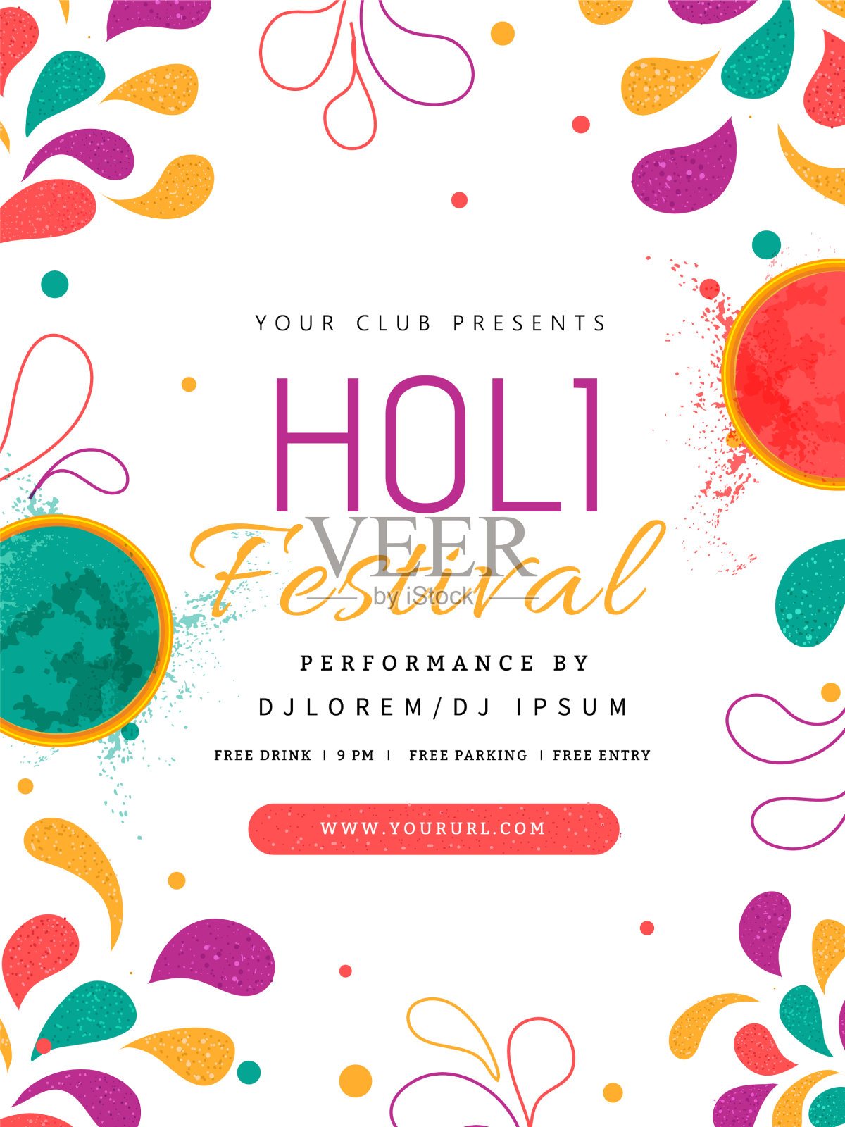 胡里节传单或模板设计与顶部设计模板素材