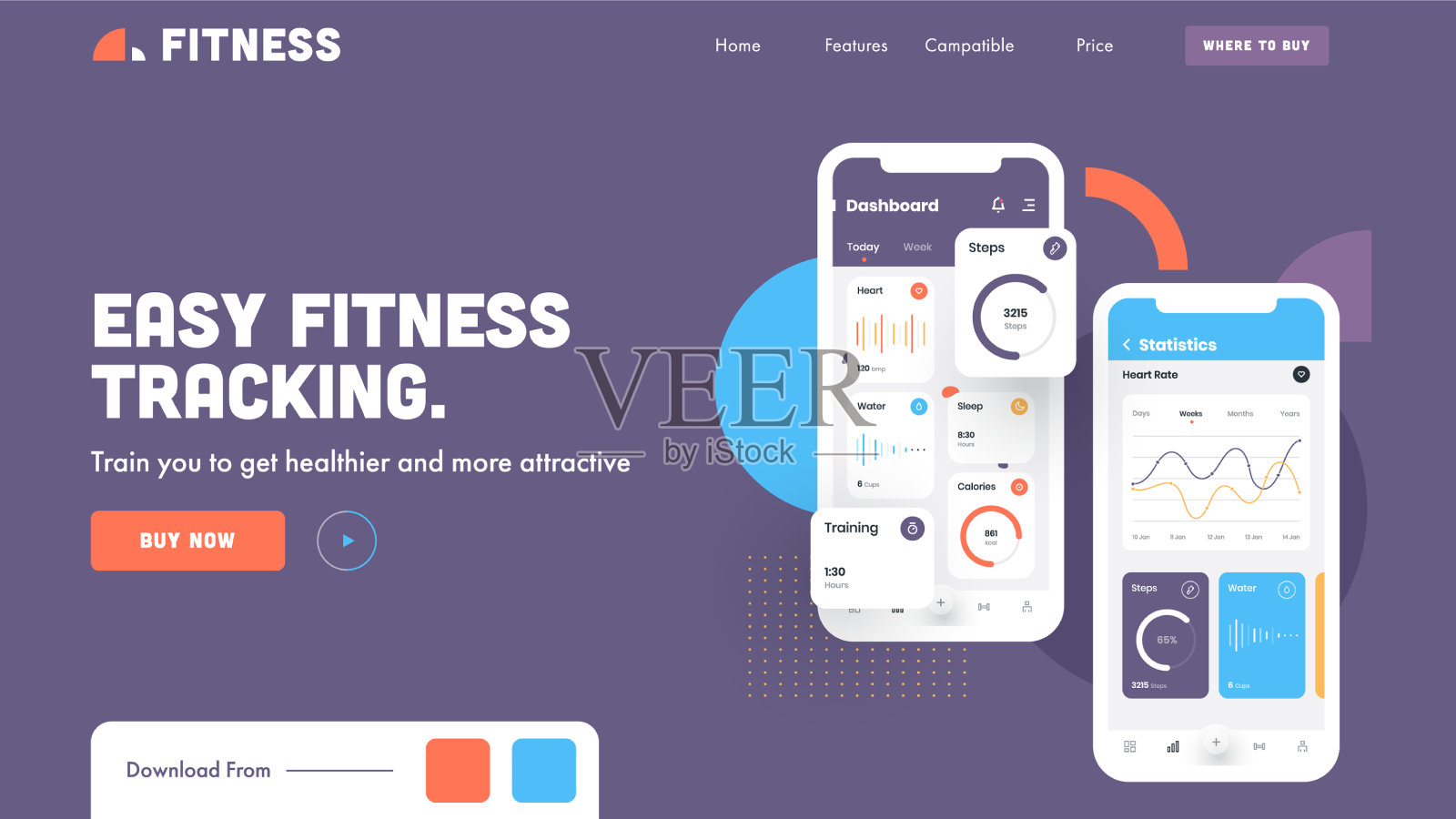 登陆页面或英雄拍摄图像与轻松的健身插画图片素材