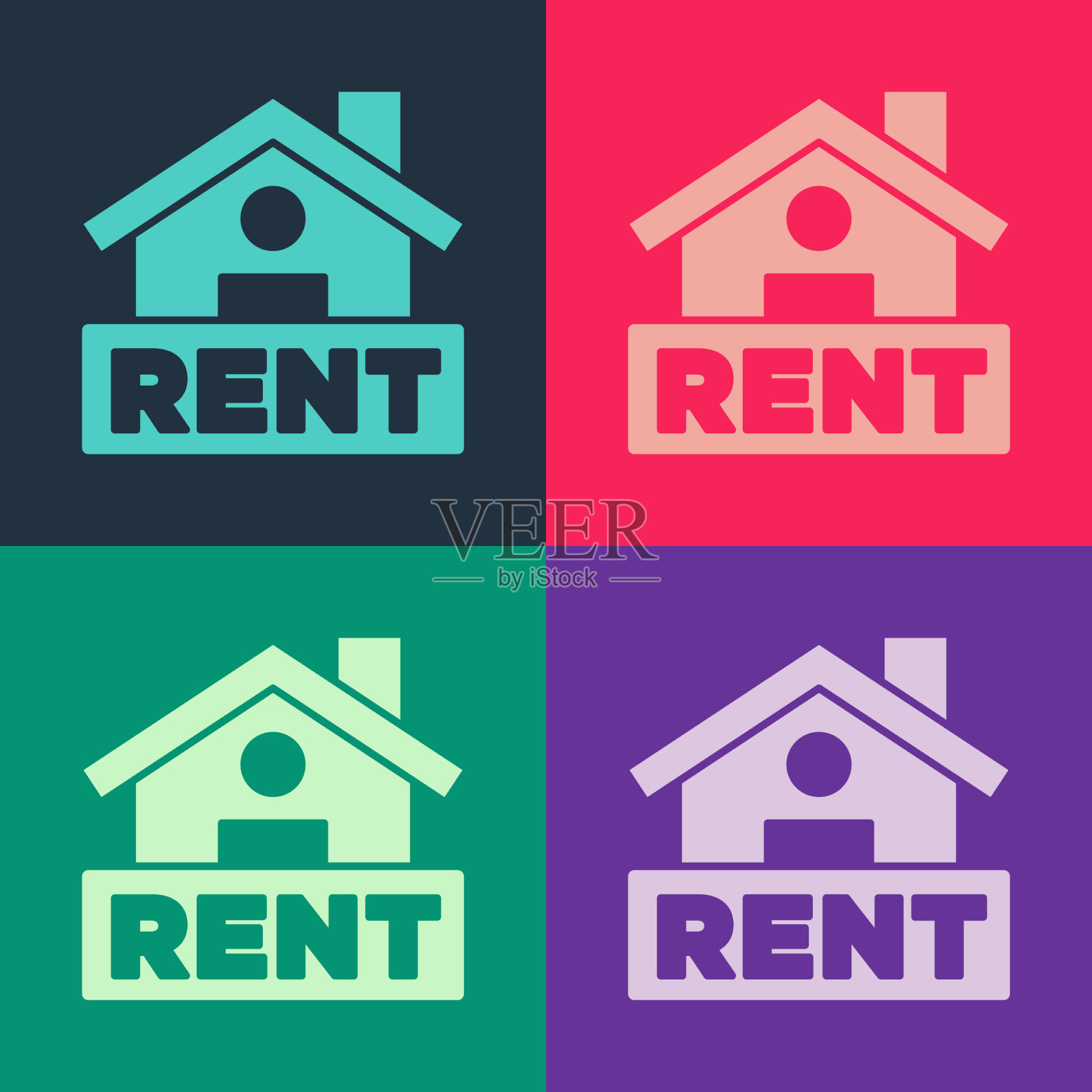 波普艺术悬挂标志与文字出租图标隔离图标素材