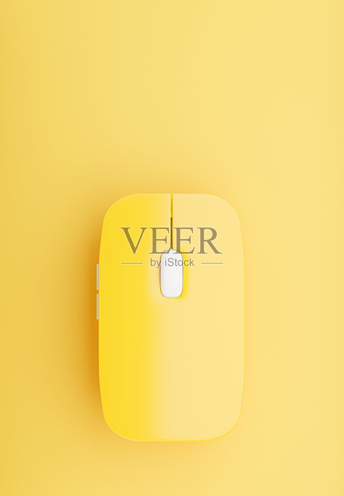 三维渲染的无线电脑鼠标在黄色的背景为您的模型设计照片摄影图片