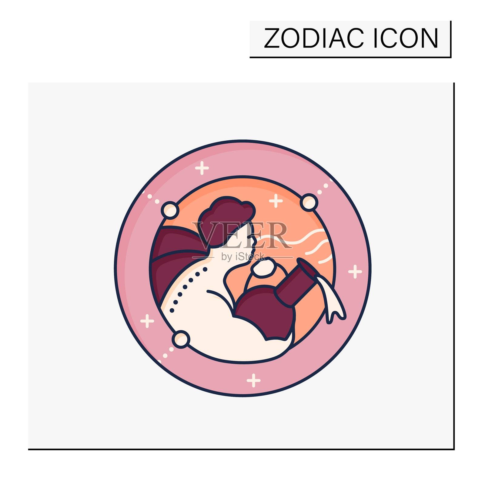 水瓶座彩色图标插画图片素材