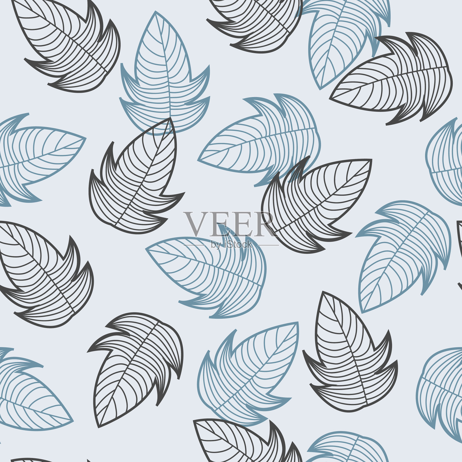 五片角叶勾勒出无缝图案插画图片素材