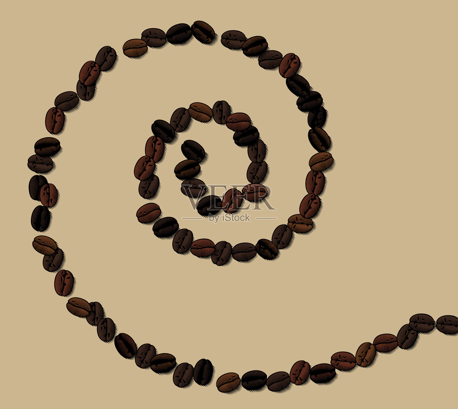 螺旋状棕色咖啡豆插画图片素材