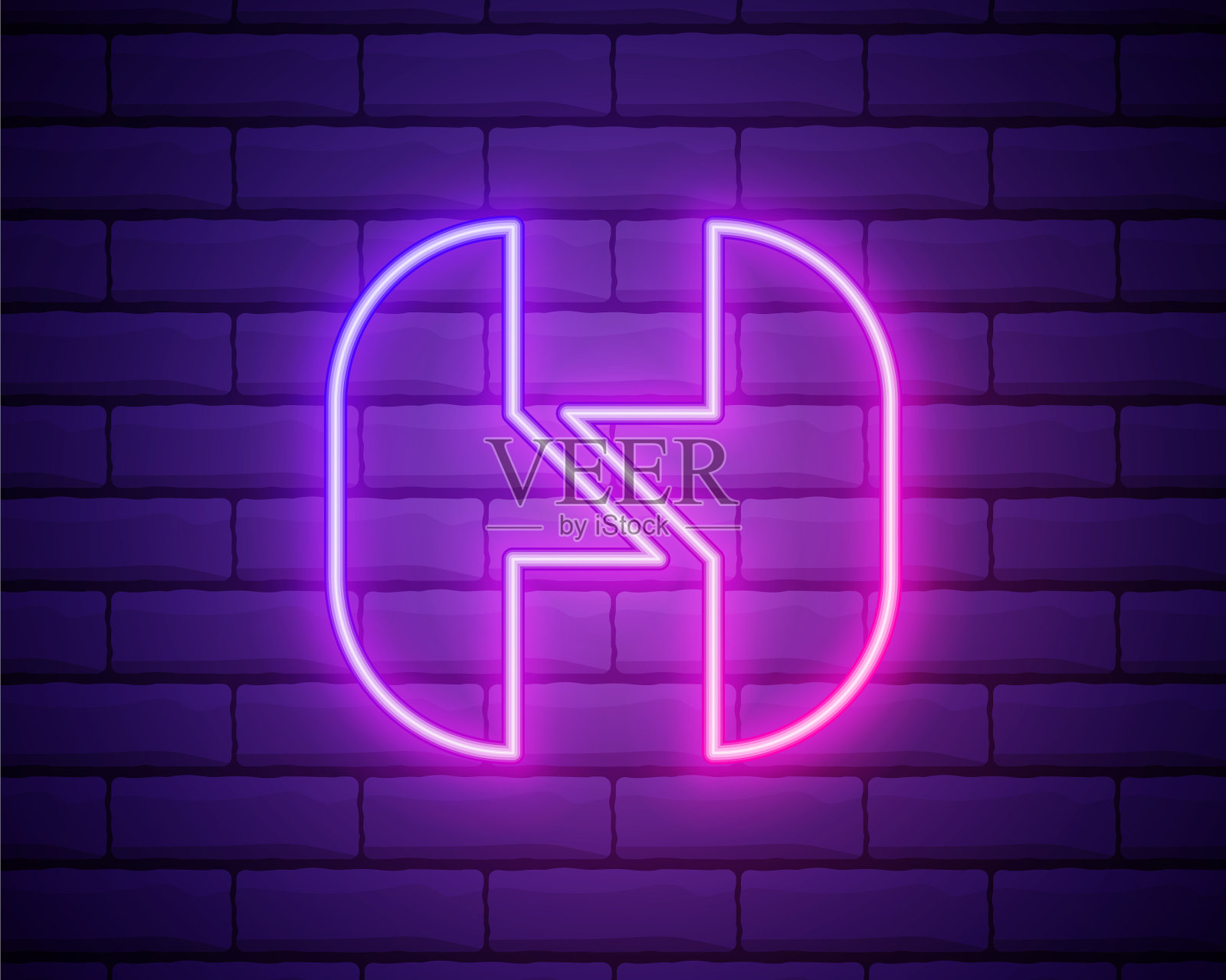 霓虹灯h字母线标志彩色管字体插画图片素材