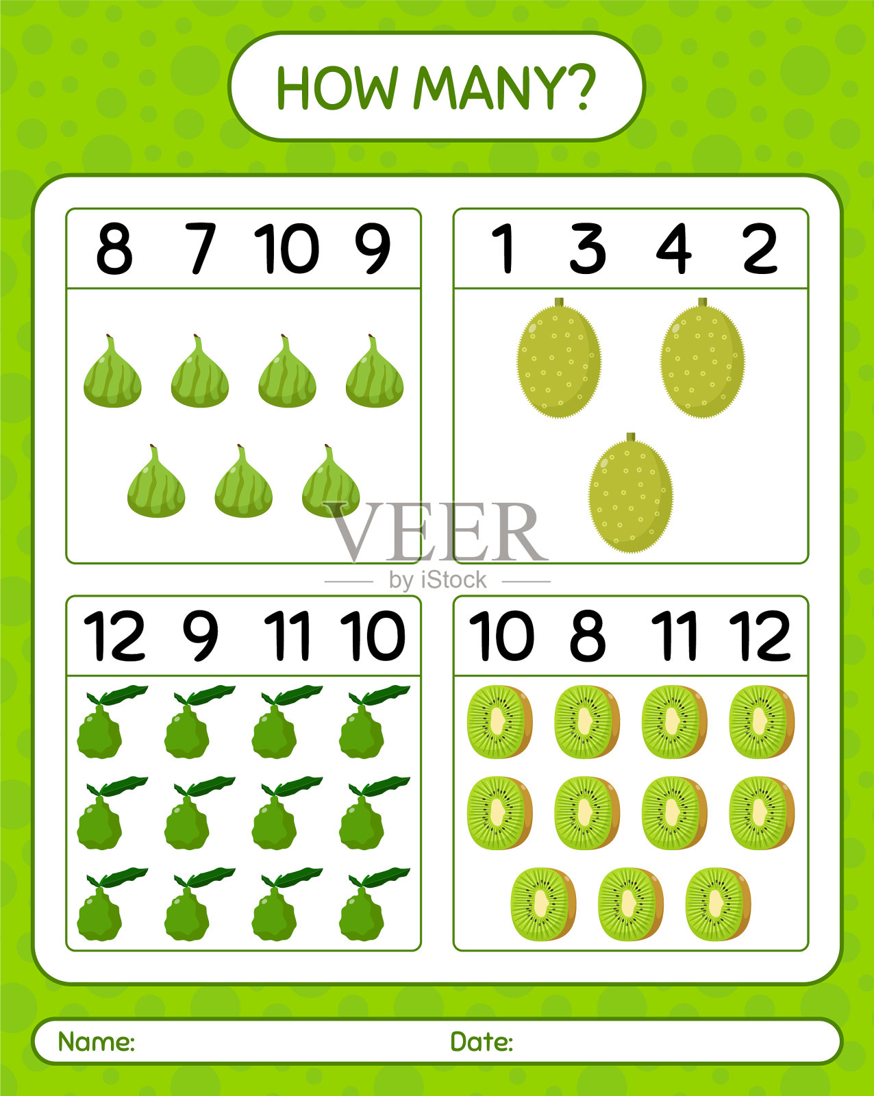 多少个数游戏菠萝蜜酸橙插画图片素材