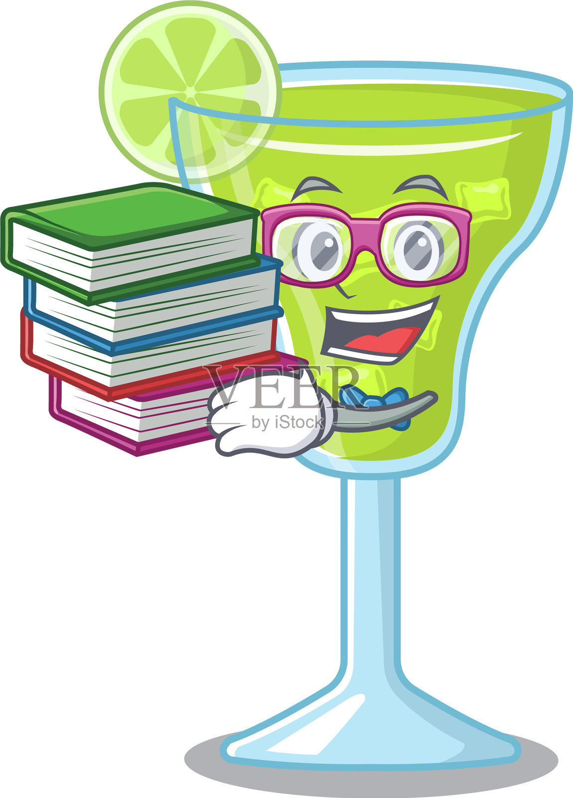 一个勤奋的玛格丽塔鸡尾酒吉祥物学生设计元素图片