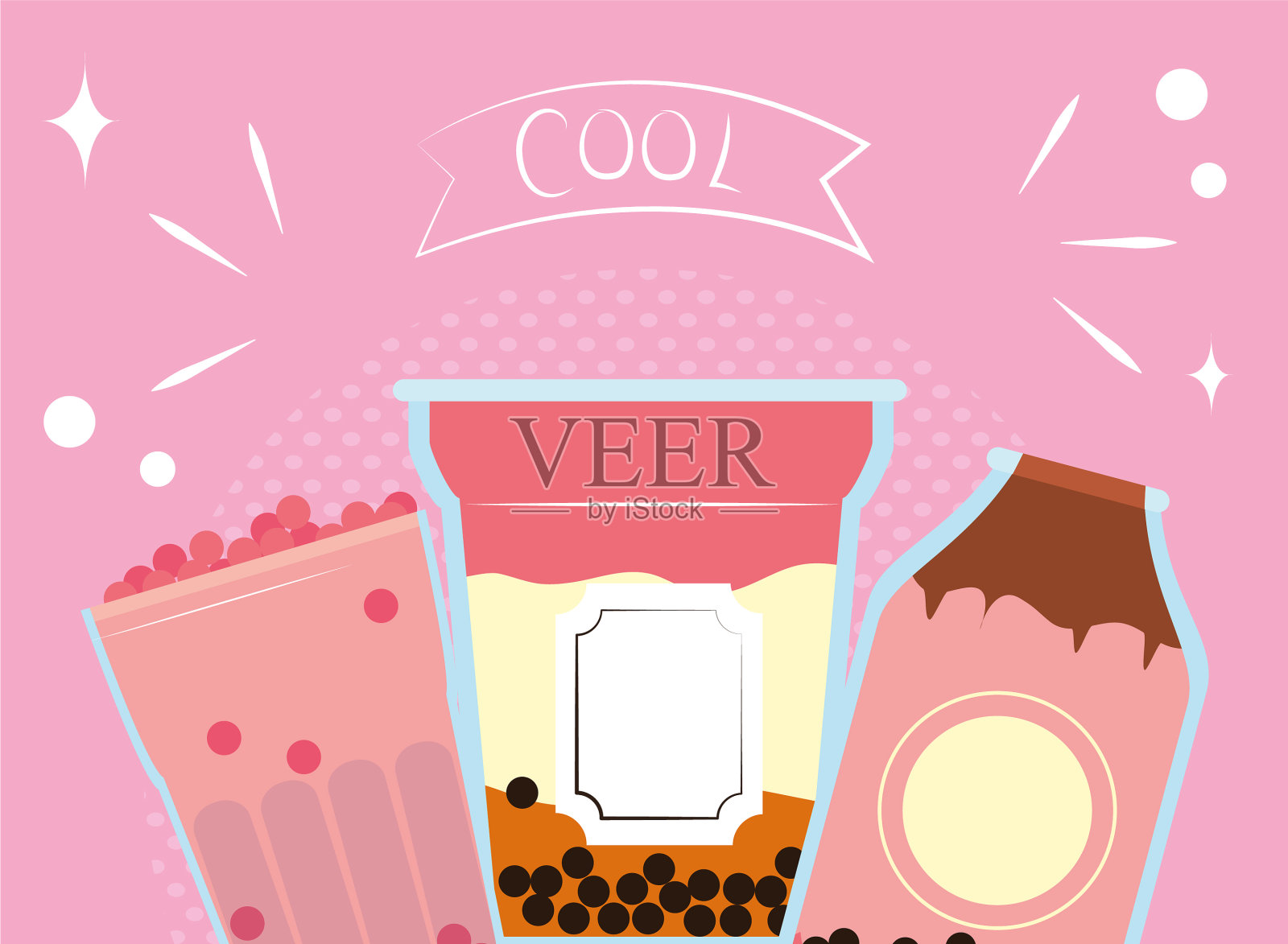 粉红色泡沫的饮料插画图片素材