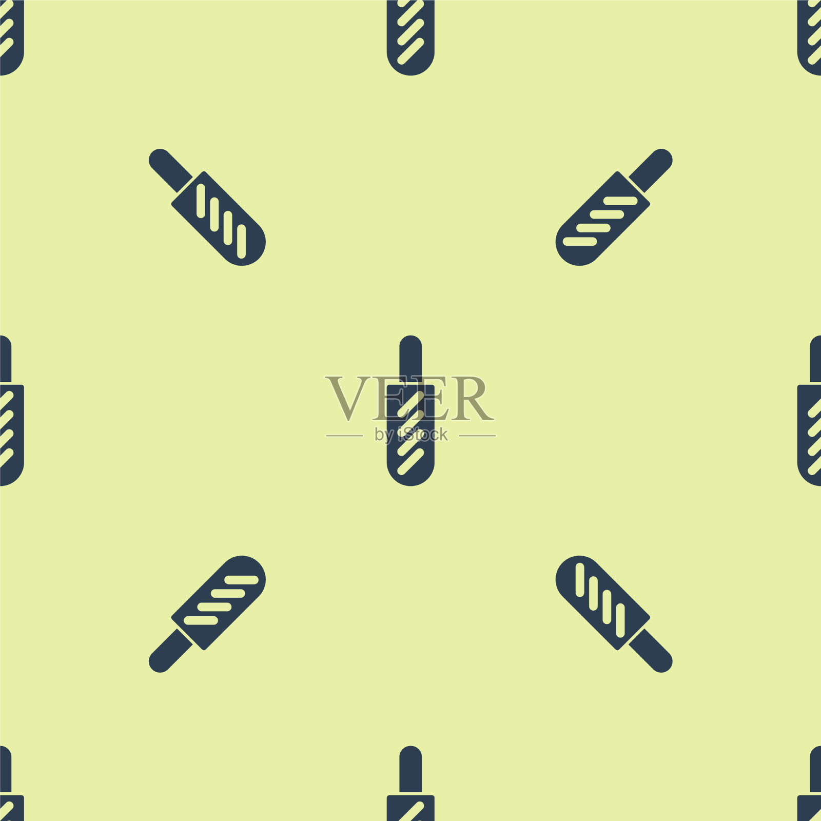 蓝色热狗三明治图标隔离无缝插画图片素材