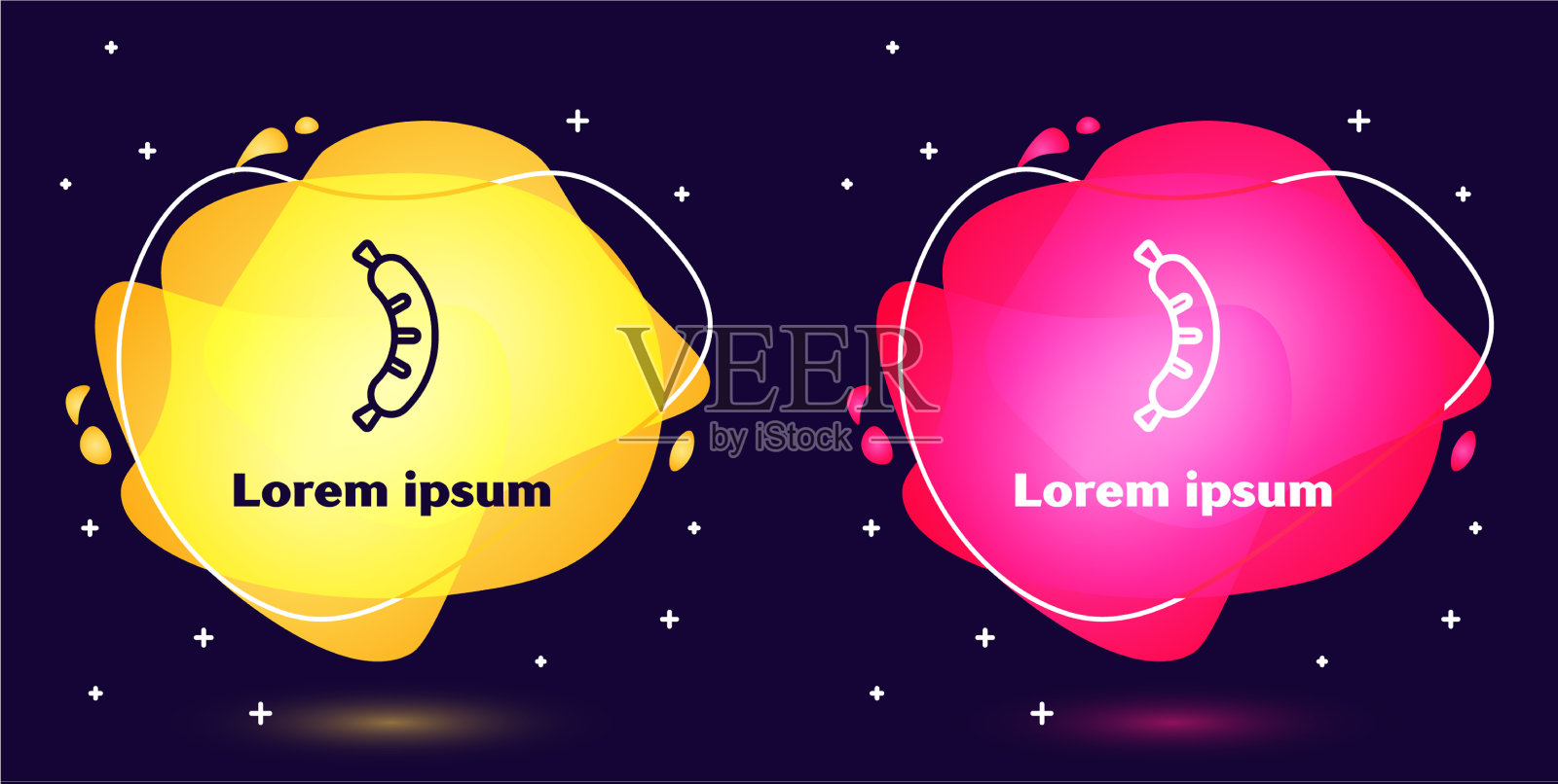 设定线热狗三明治图标孤立在蓝色图标素材