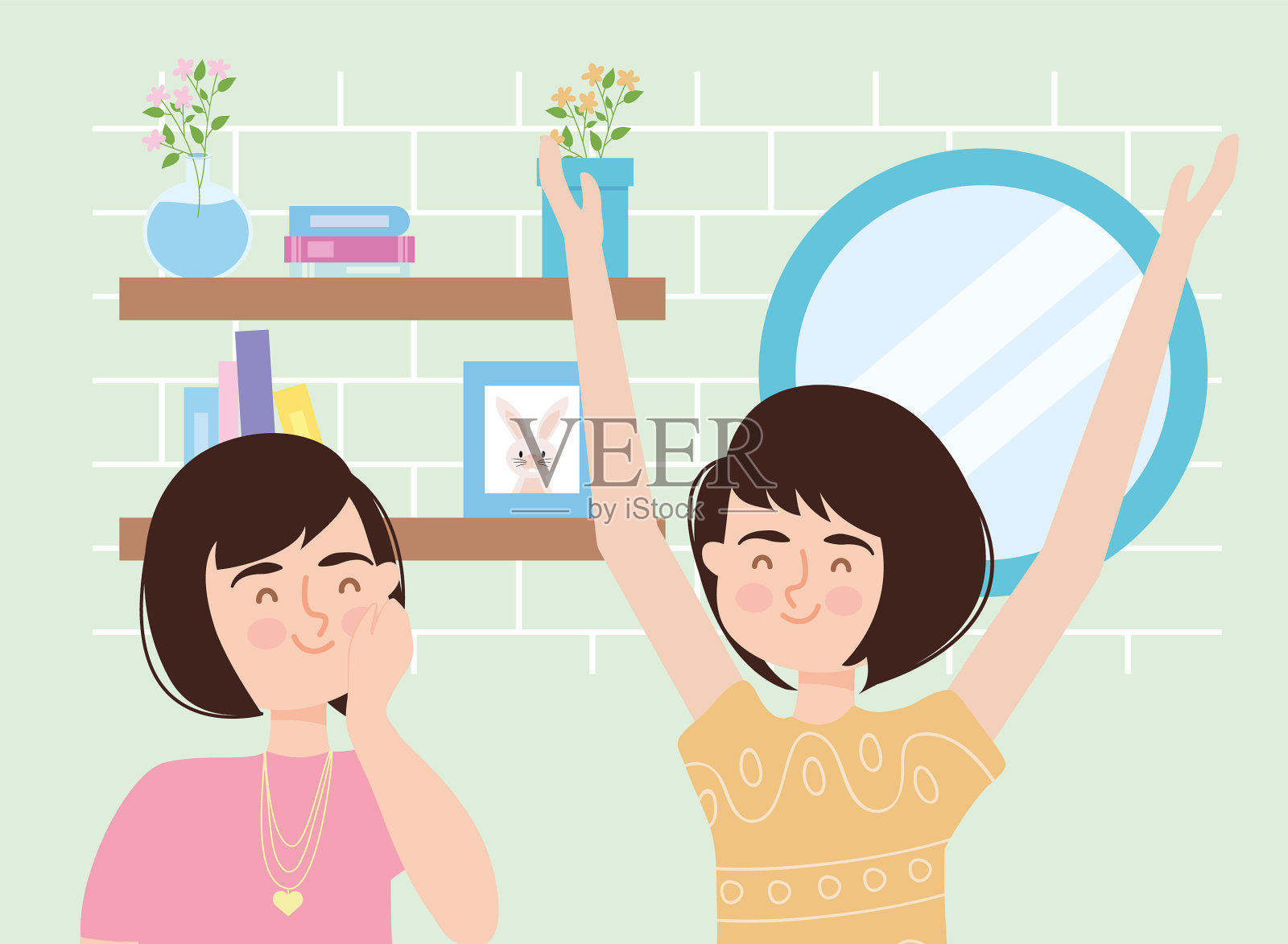 幸福的女人说话插画图片素材