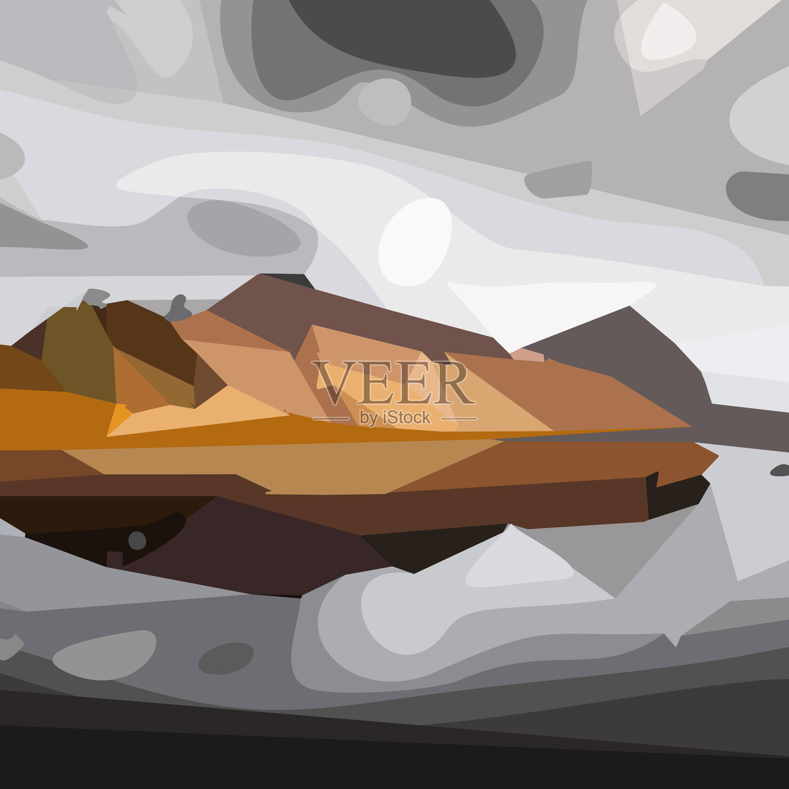 山在云几何设计插画图片素材