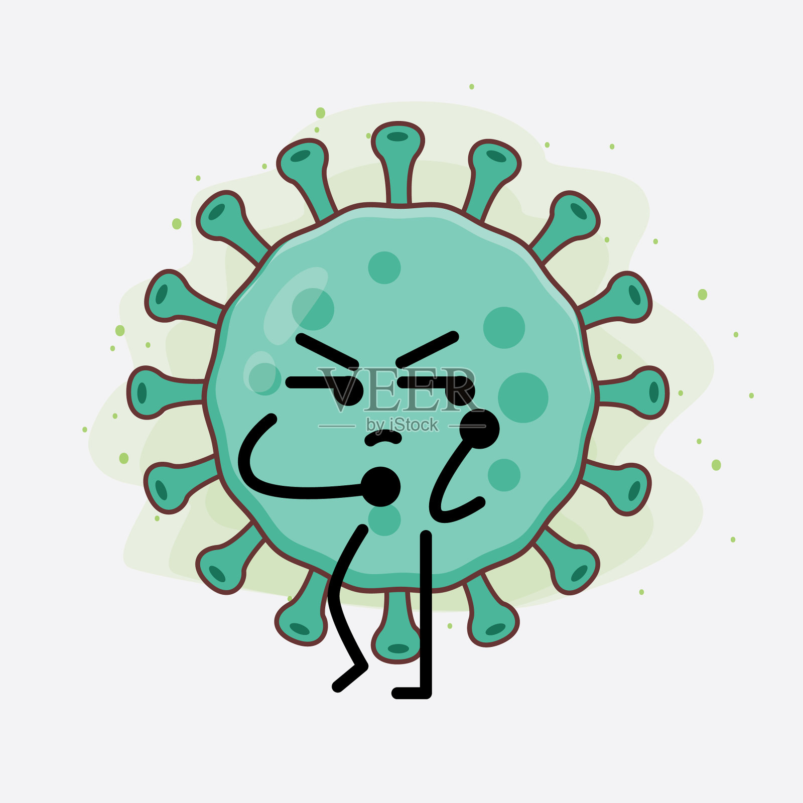 病毒可爱的角色与简单的脸和手插画图片素材