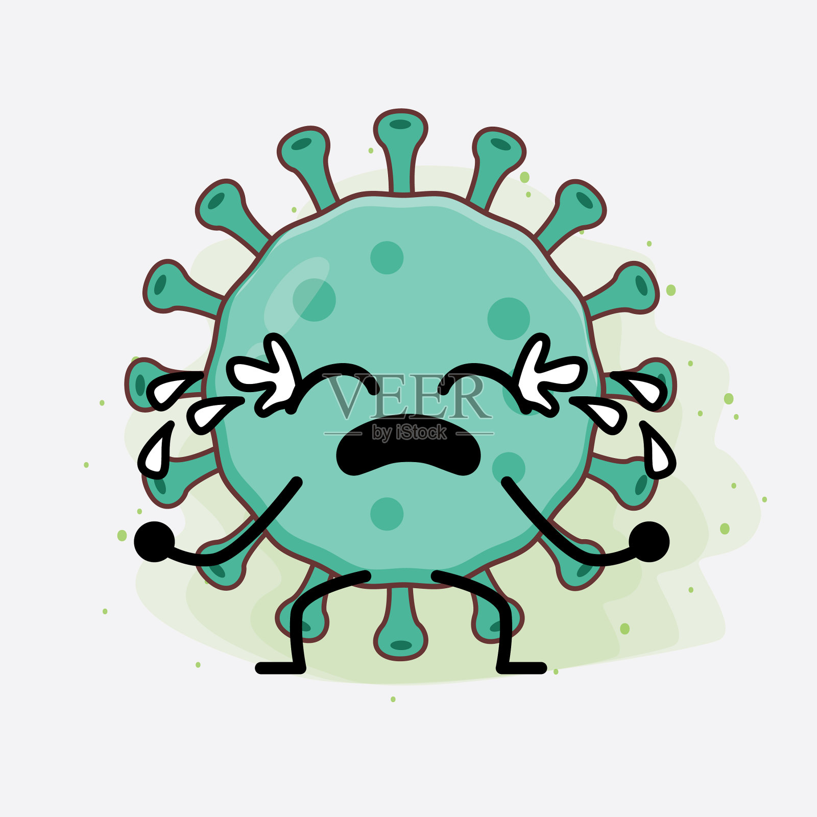 病毒可爱的角色与简单的脸和手插画图片素材