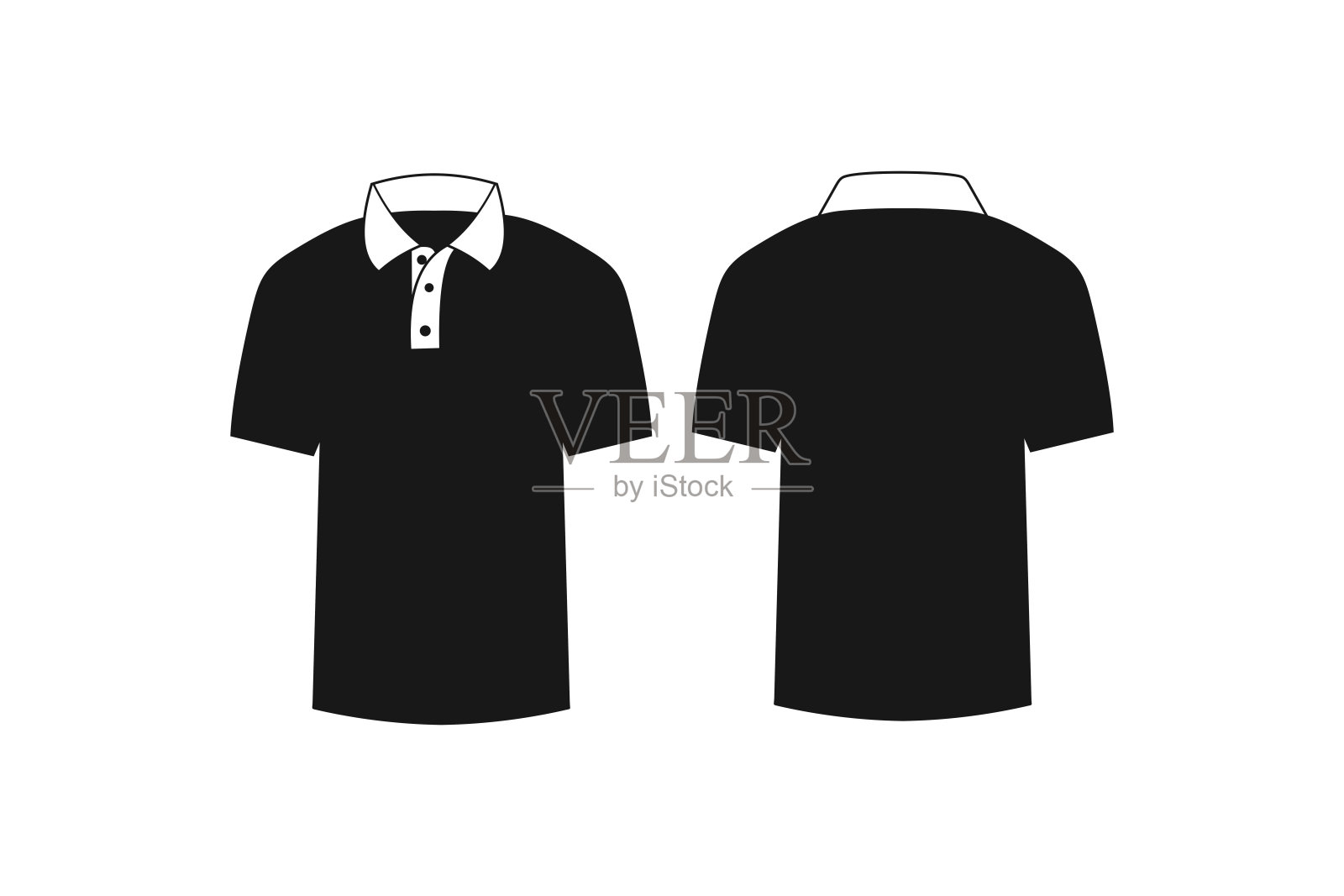 黑色Polo衫模板，矢量插图插画图片素材