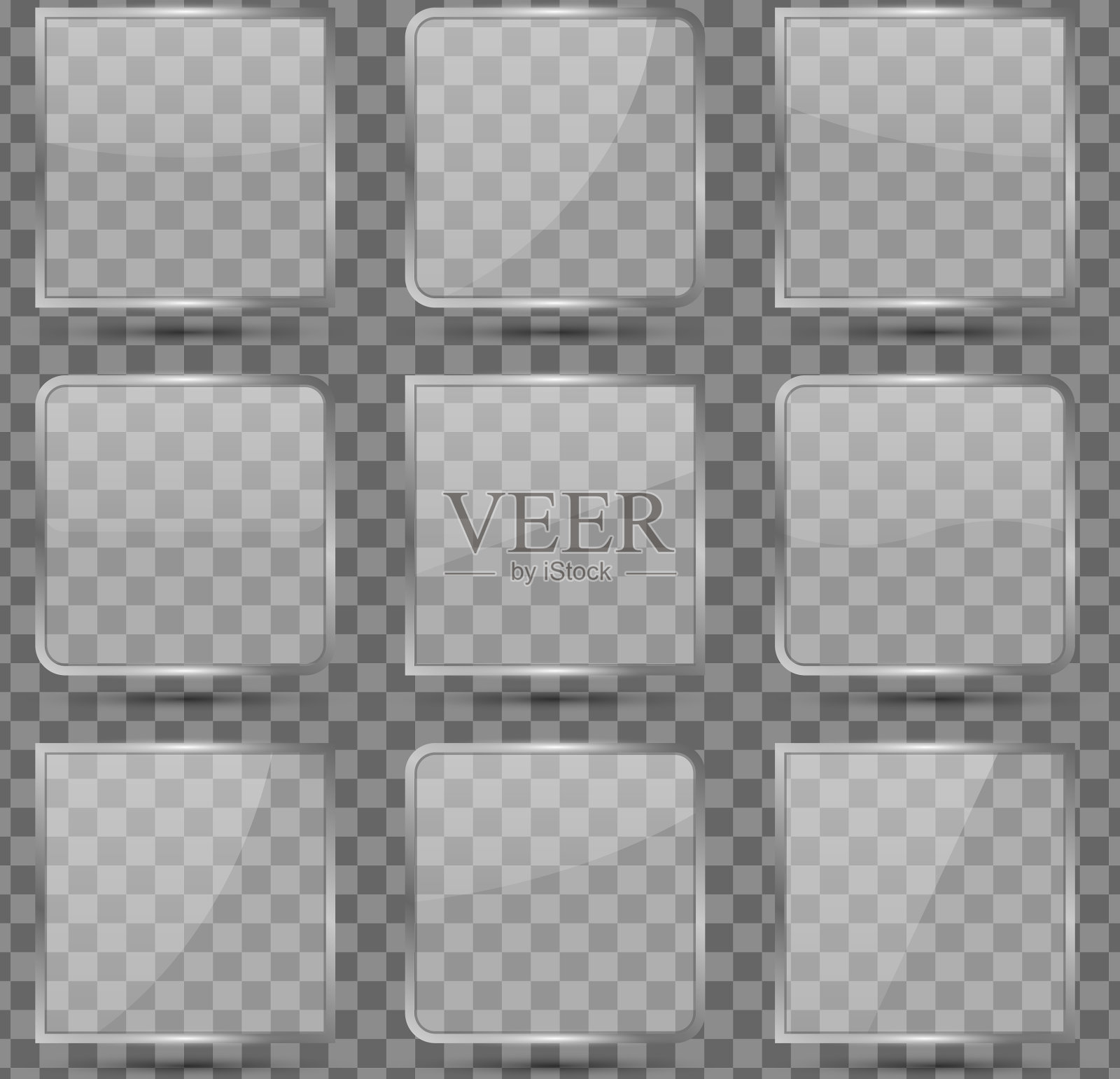 镜面玻璃方形按钮用反光进行插画图片素材