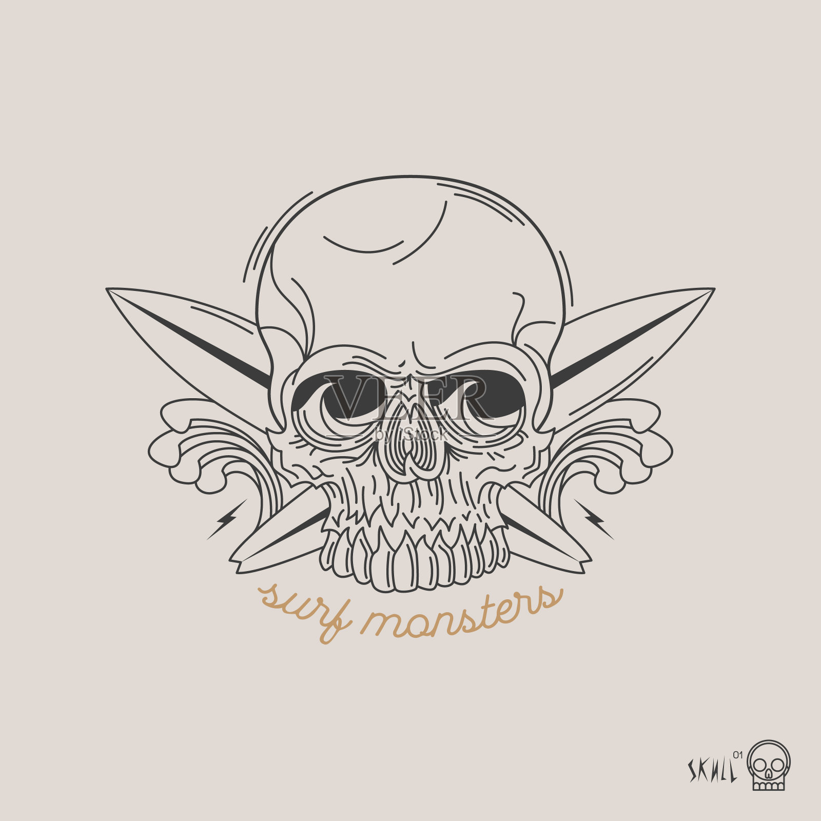 细线颅骨标记插画图片素材