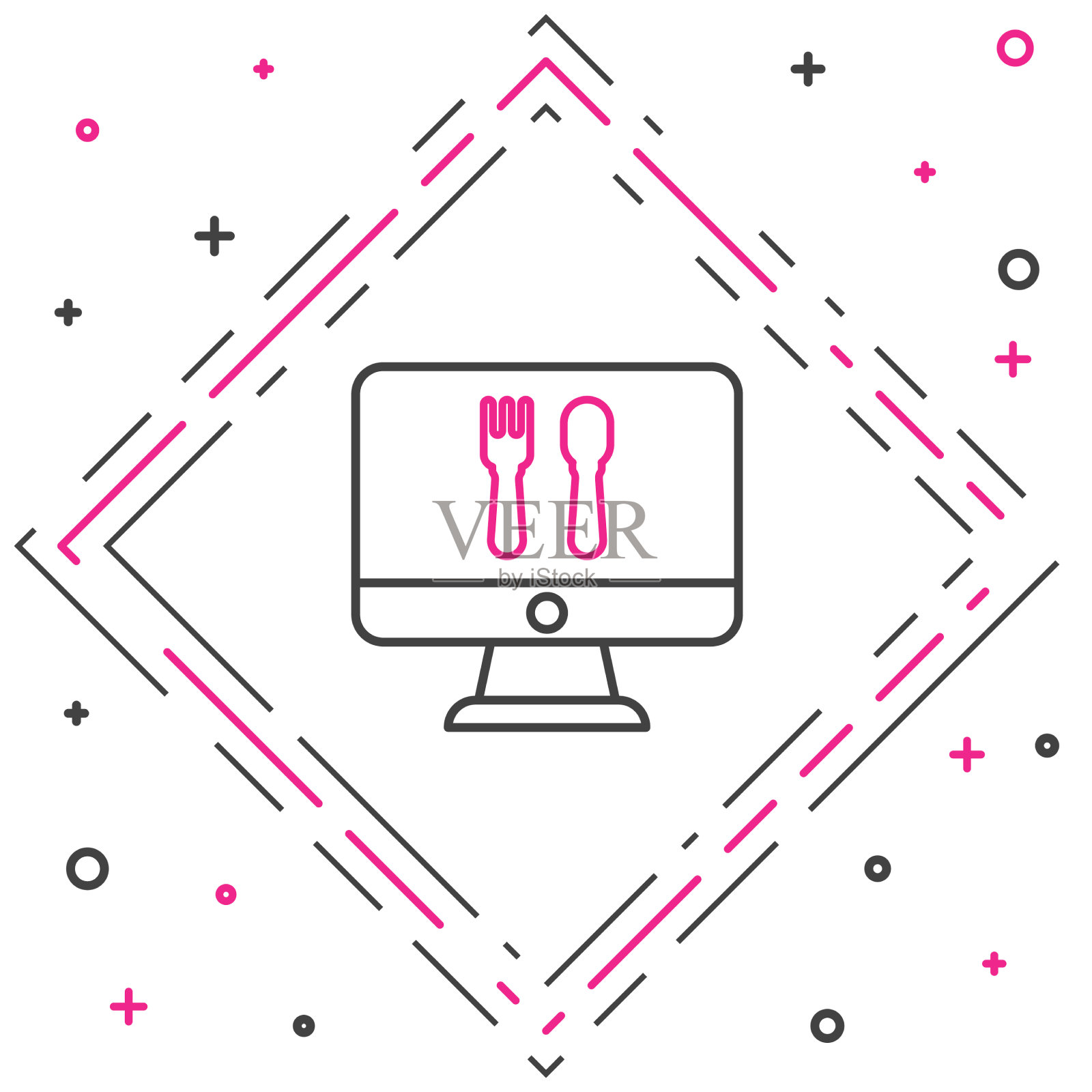 在线订购和快餐外卖图标插画图片素材