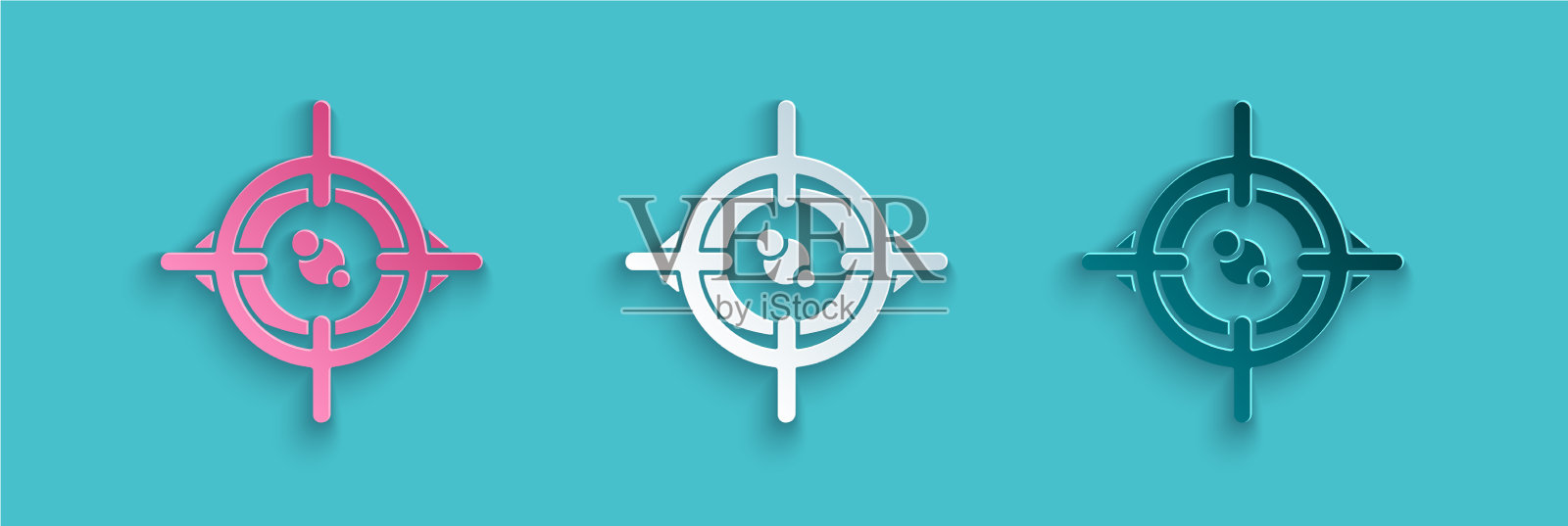 剪纸眼睛扫描图标孤立在蓝色图标素材