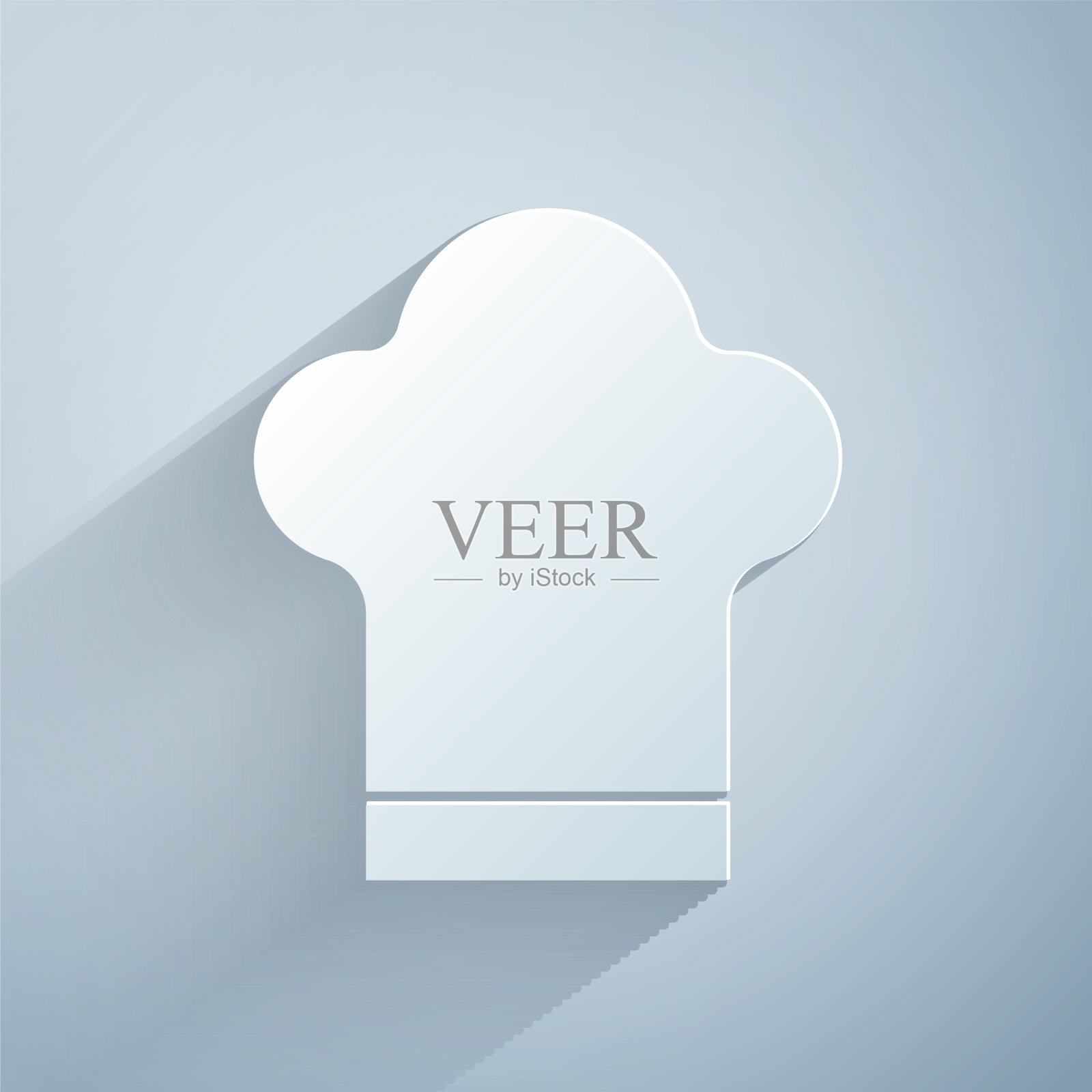 剪纸厨师帽图标孤立在灰色图标素材