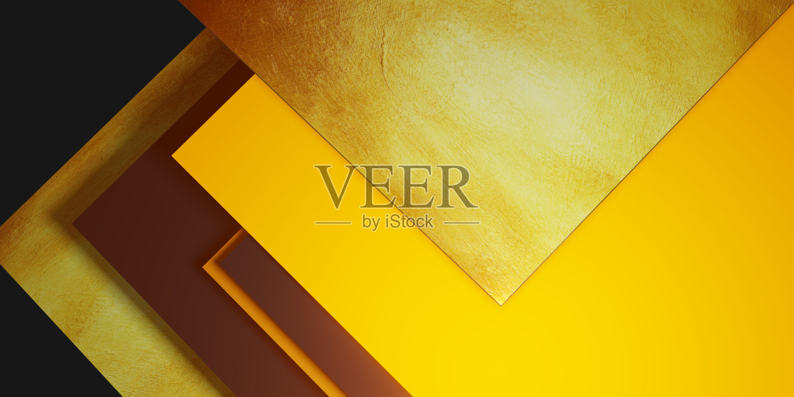 金色叶子纹理背景黑色和黄色框架地板层次优雅强大的3d插图照片摄影图片