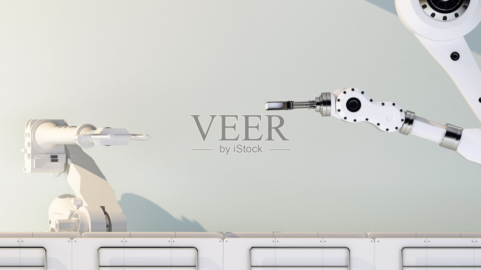 带有输送机和两个机械臂的模板照片摄影图片